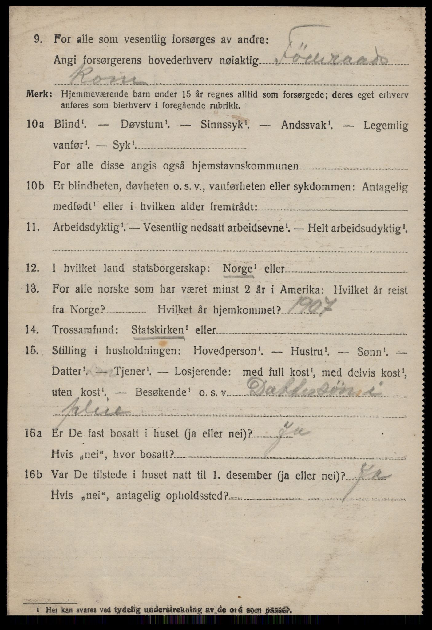 SAT, 1920 census for Vatne, 1920, p. 1825