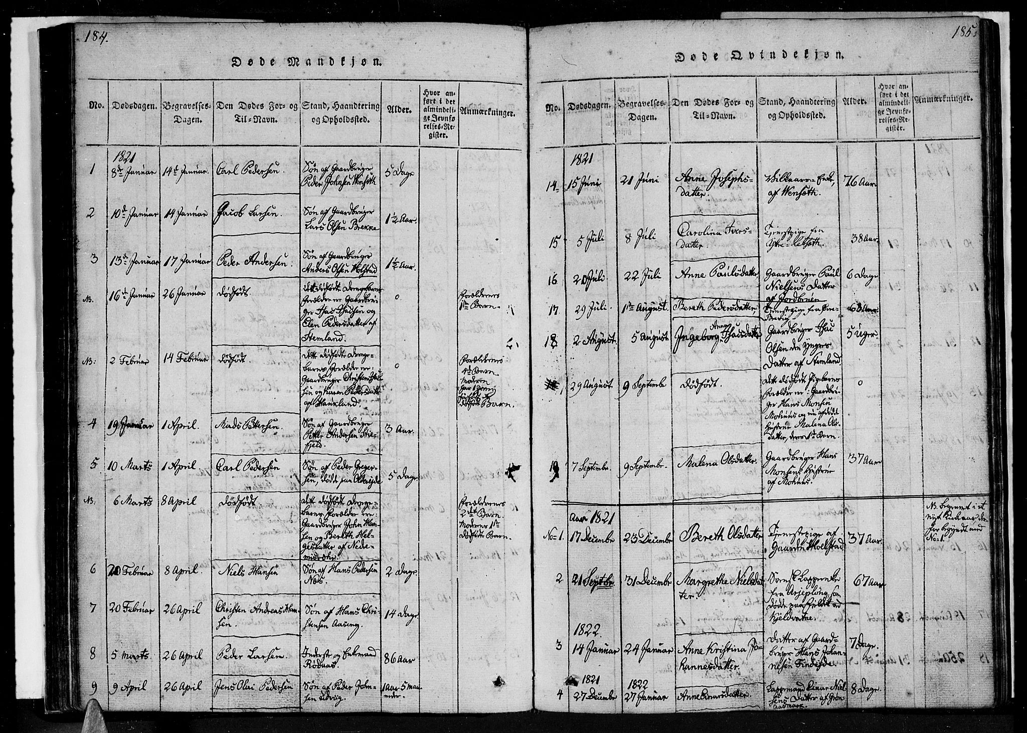 Ministerialprotokoller, klokkerbøker og fødselsregistre - Nordland, SAT/A-1459/852/L0736: Parish register (official) no. 852A06, 1820-1833, p. 184-185