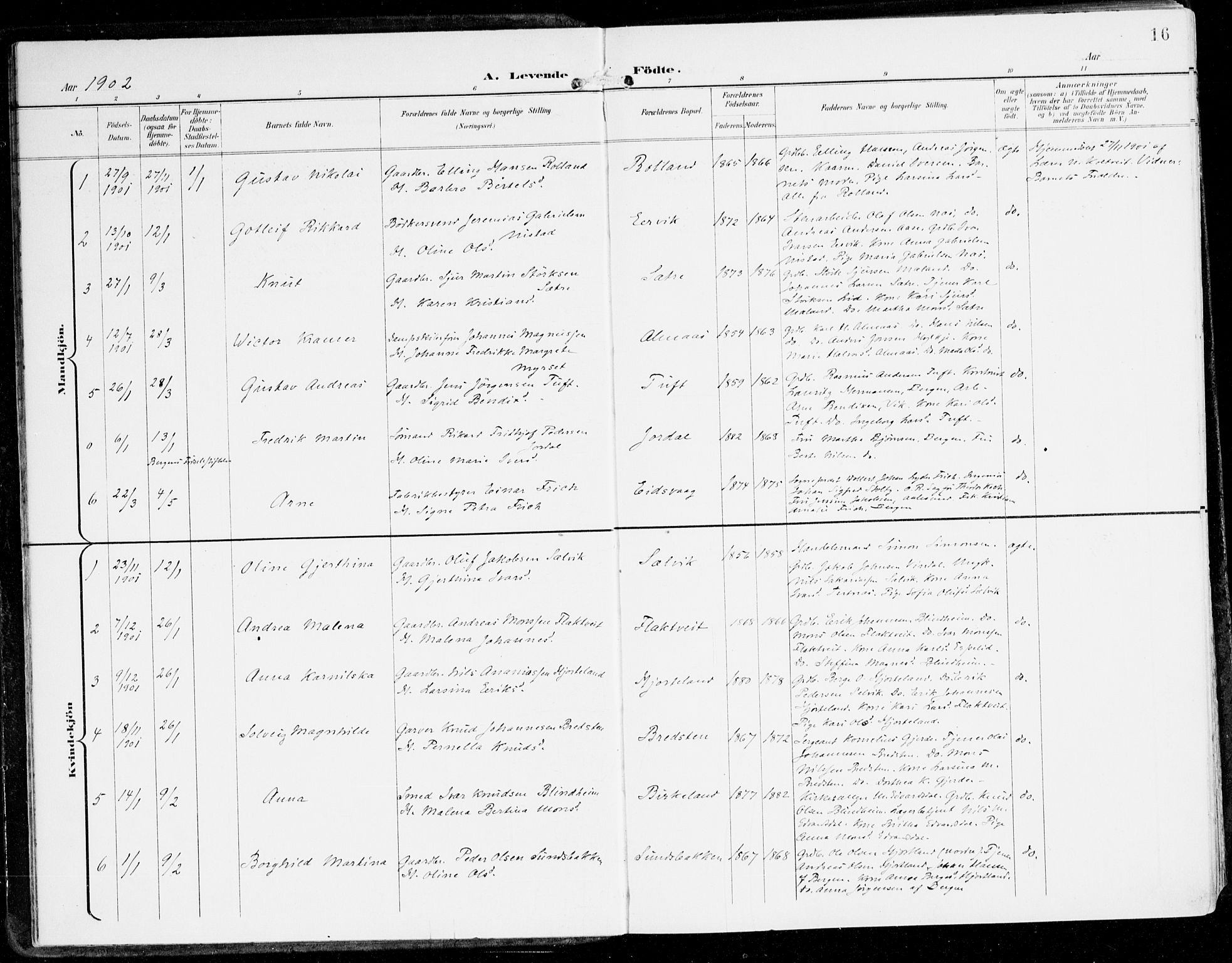 Hamre sokneprestembete, SAB/A-75501/H/Ha/Haa/Haad/L0002: Parish register (official) no. D 2, 1899-1916, p. 16