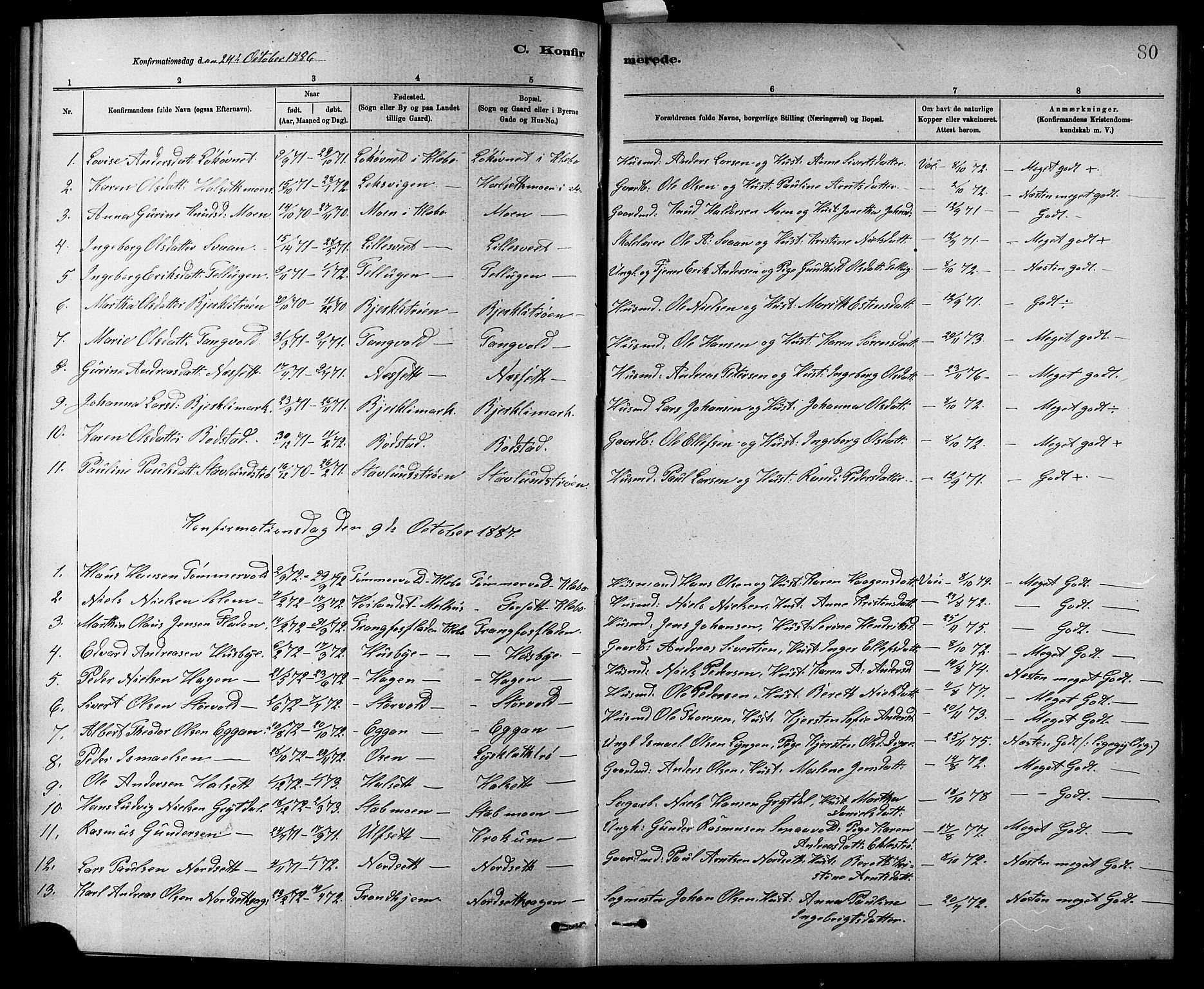 Ministerialprotokoller, klokkerbøker og fødselsregistre - Sør-Trøndelag, AV/SAT-A-1456/618/L0452: Parish register (copy) no. 618C03, 1884-1906, p. 80