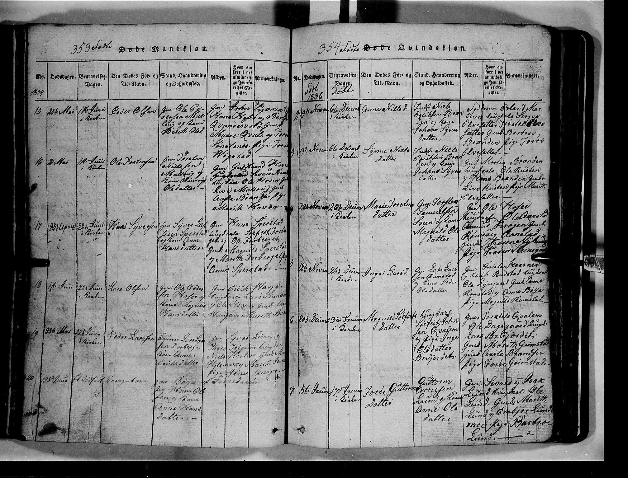 Lom prestekontor, SAH/PREST-070/L/L0003: Parish register (copy) no. 3, 1815-1844, p. 353-354