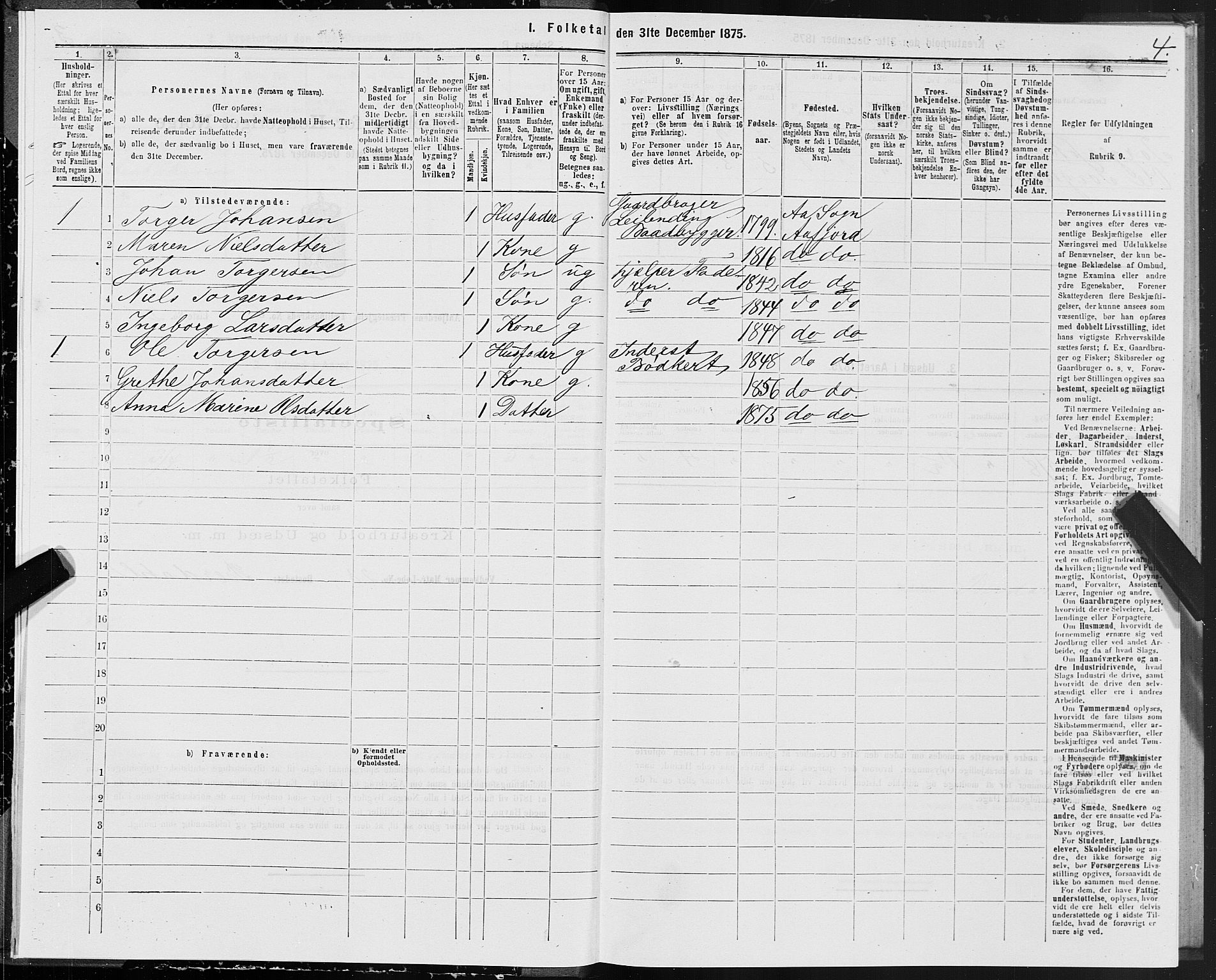 SAT, 1875 census for 1630P Aafjorden, 1875, p. 3004