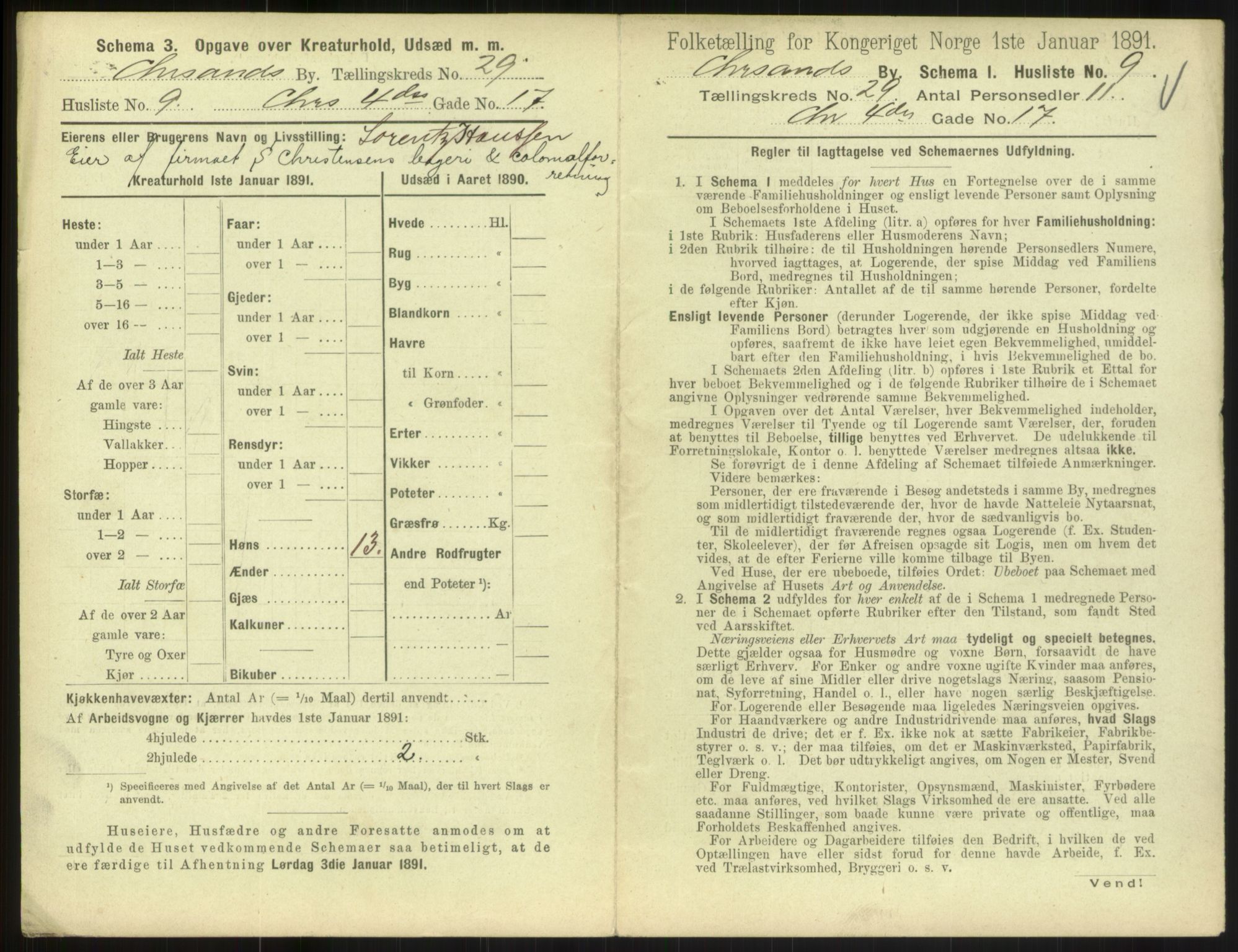 RA, 1891 census for 1001 Kristiansand, 1891, p. 1562