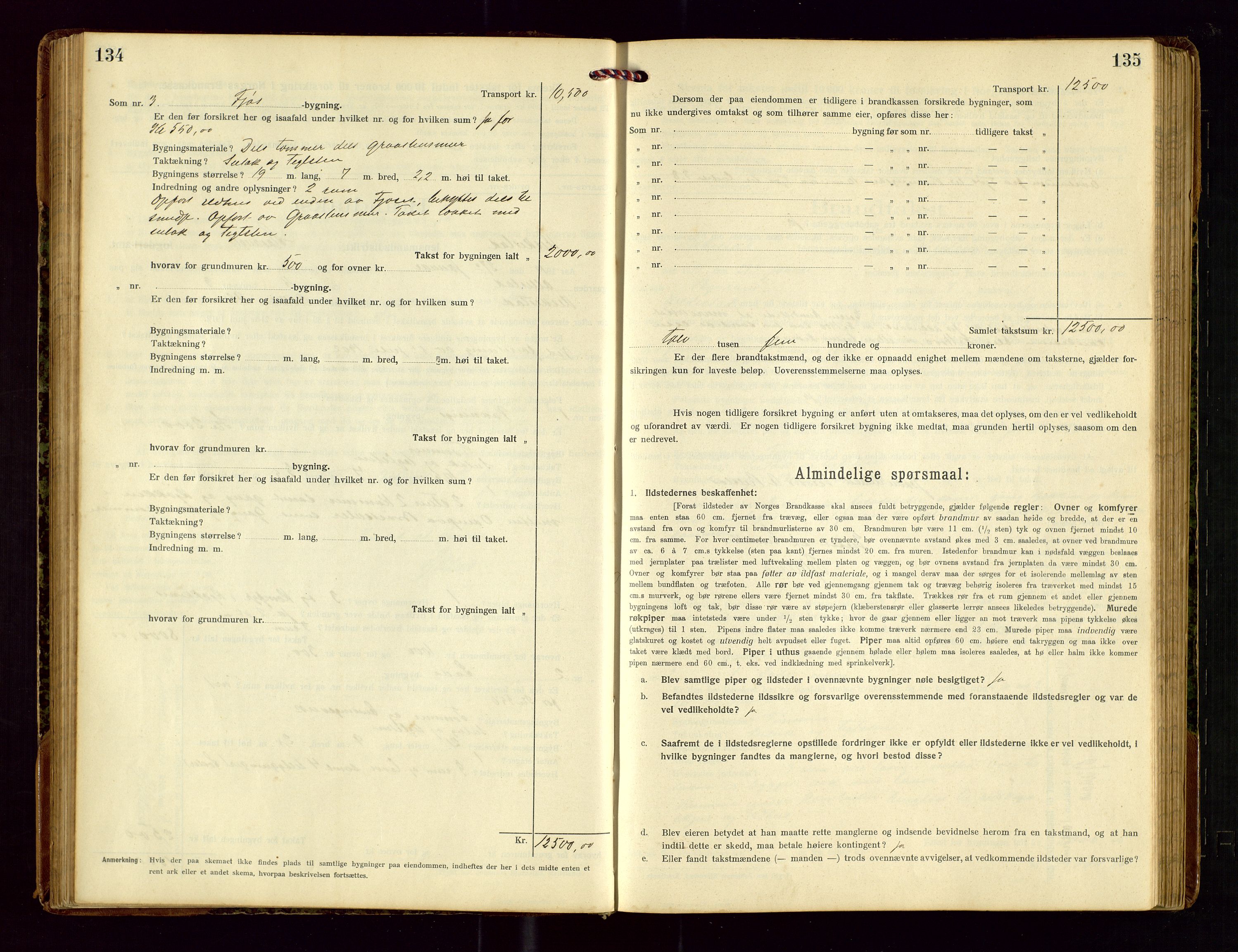 Heskestad lensmannskontor, SAST/A-100304/Gob/L0002: "Brandtakstprotokol", 1915-1922, p. 134-135