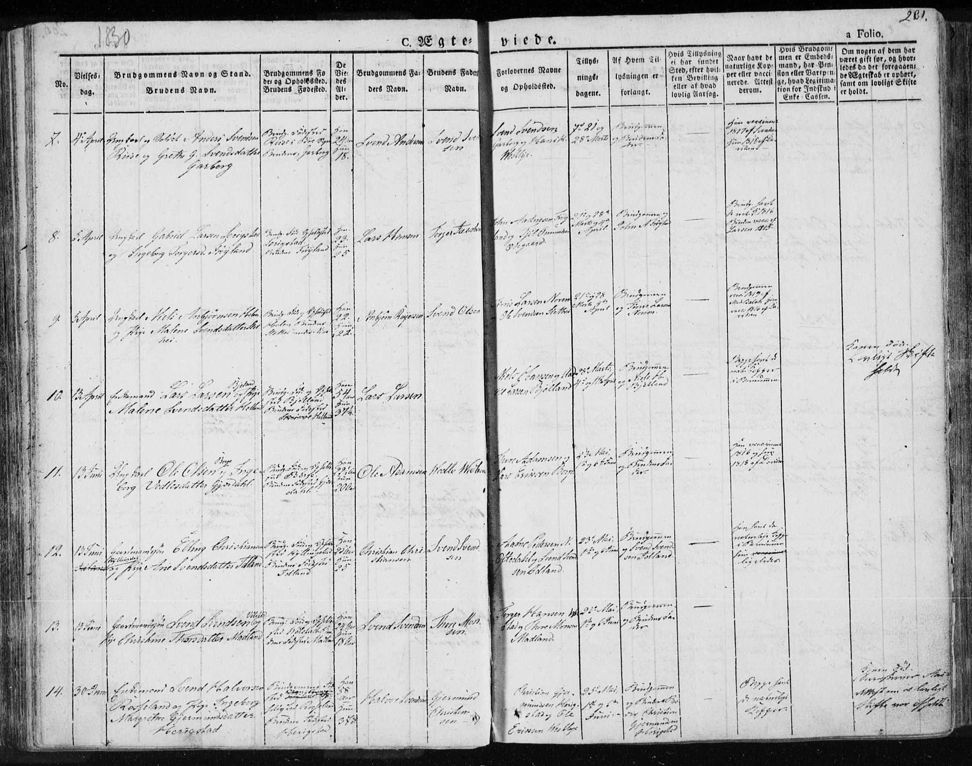 Lye sokneprestkontor, AV/SAST-A-101794/001/30BA/L0004: Parish register (official) no. A 4, 1826-1841, p. 201