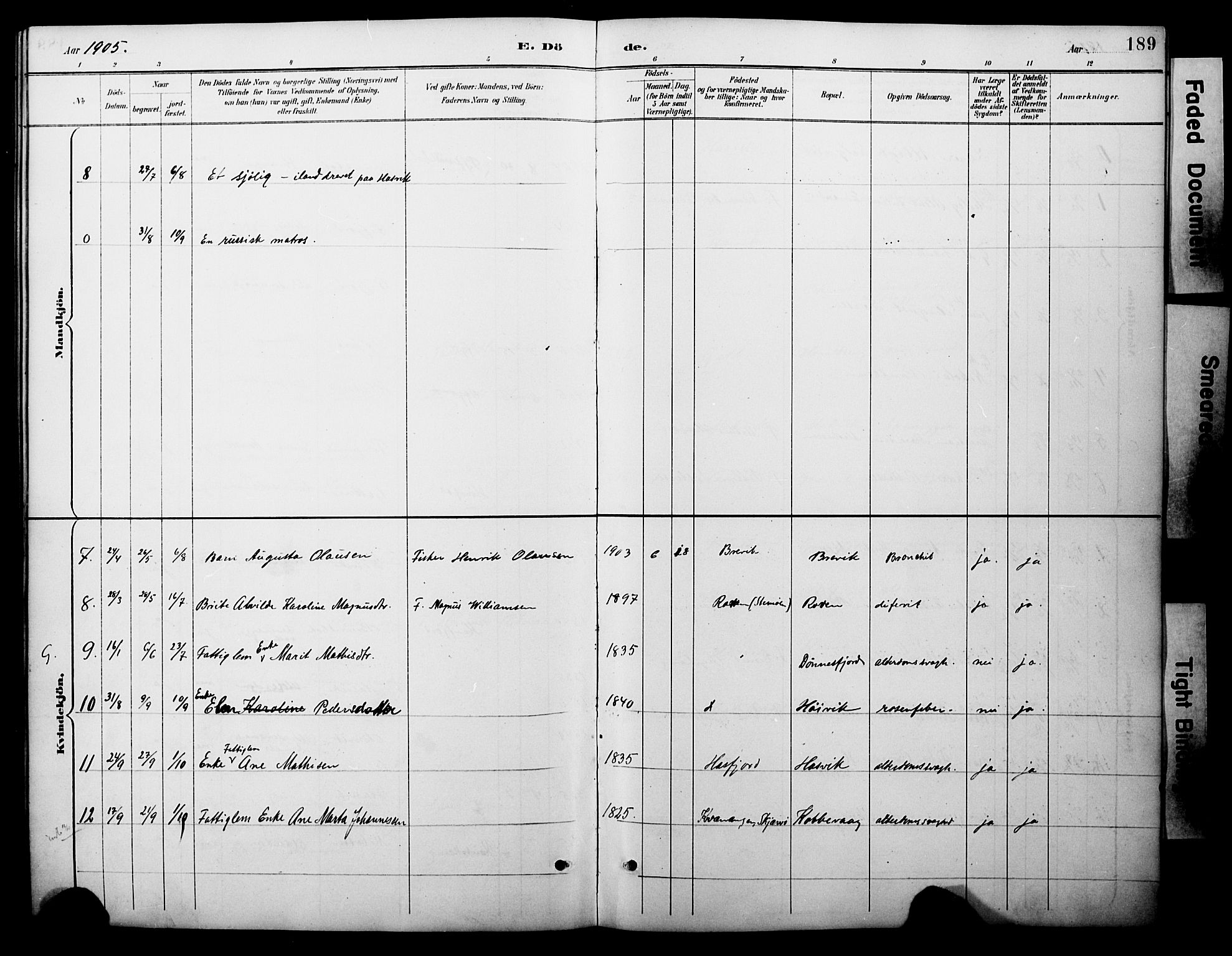 Loppa sokneprestkontor, AV/SATØ-S-1339/H/Ha/L0008kirke: Parish register (official) no. 8, 1889-1907, p. 189