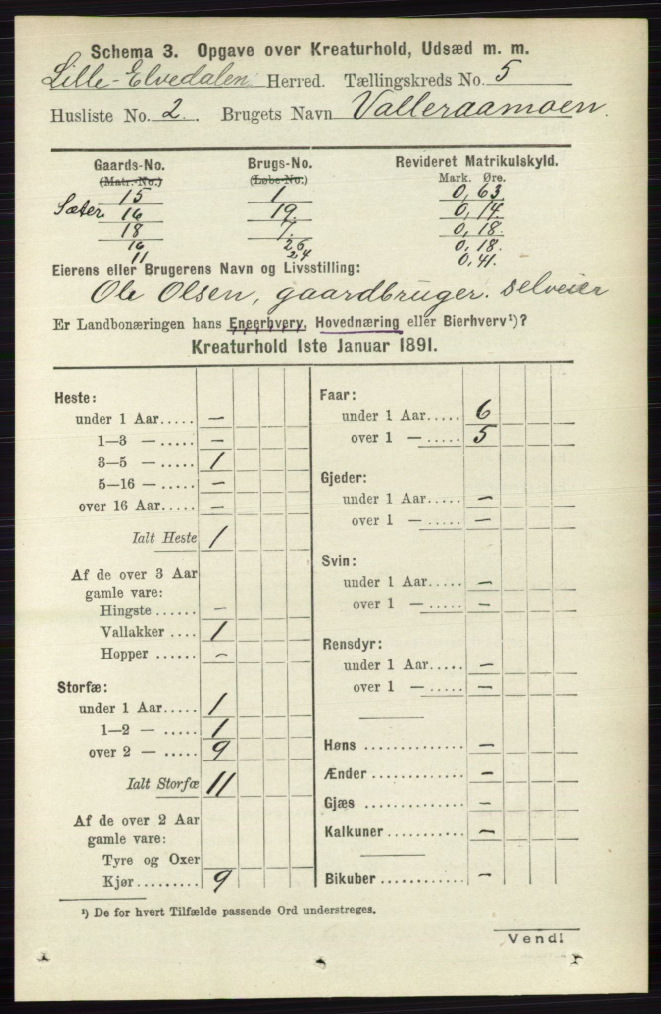 RA, 1891 census for 0438 Lille Elvedalen, 1891, p. 4294