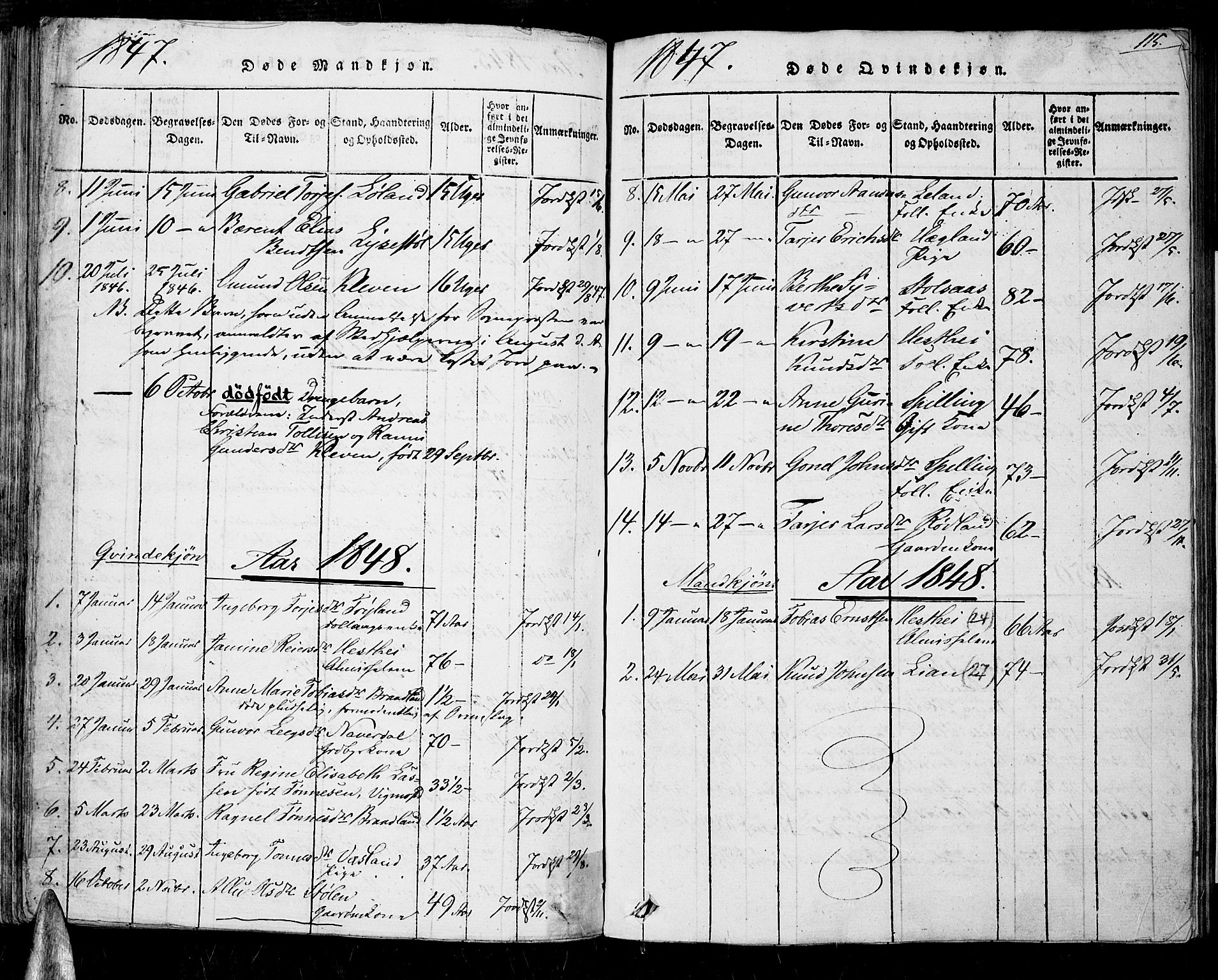 Nord-Audnedal sokneprestkontor, AV/SAK-1111-0032/F/Fa/Fab/L0001: Parish register (official) no. A 1, 1816-1858, p. 115