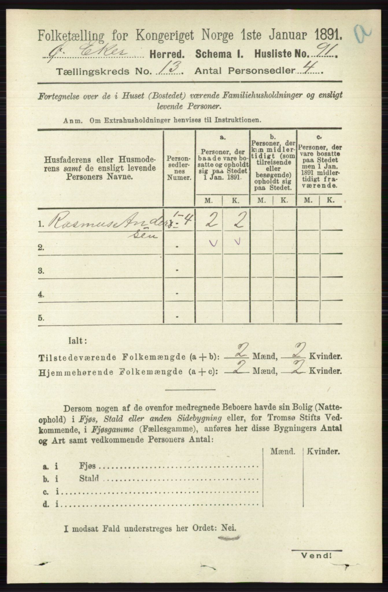 RA, 1891 census for 0624 Øvre Eiker, 1891, p. 5872