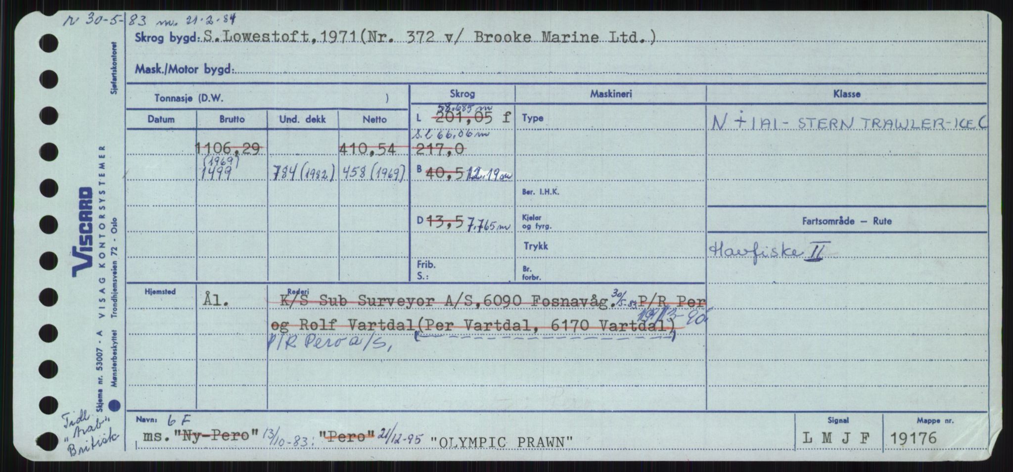 Sjøfartsdirektoratet med forløpere, Skipsmålingen, RA/S-1627/H/Ha/L0004/0002: Fartøy, Mas-R / Fartøy, Odin-R, p. 87