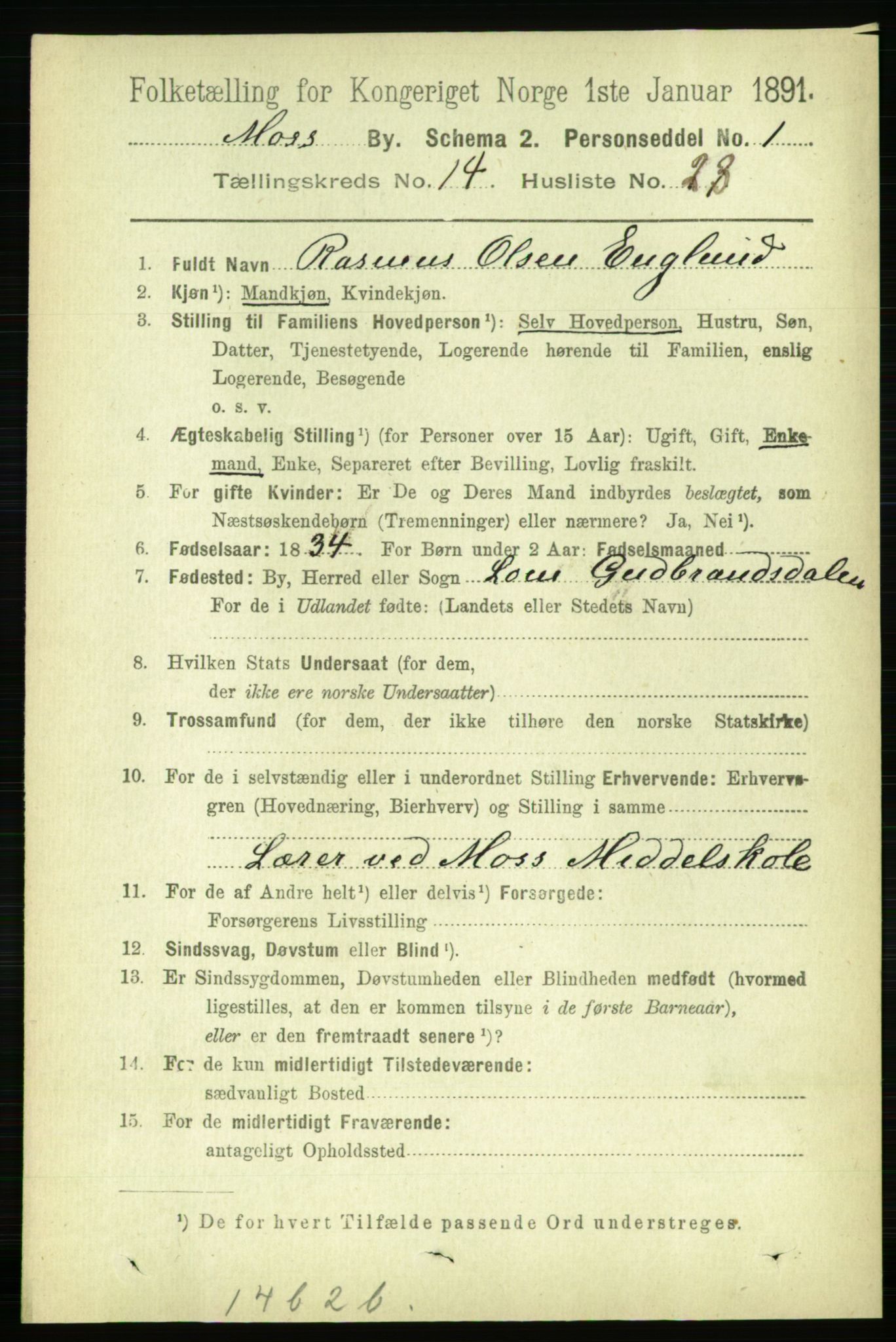 RA, 1891 census for 0104 Moss, 1891, p. 7207