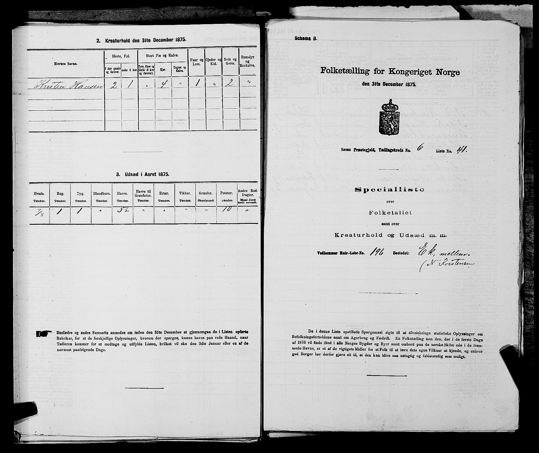 SAKO, 1875 census for 0721P Sem, 1875, p. 1103