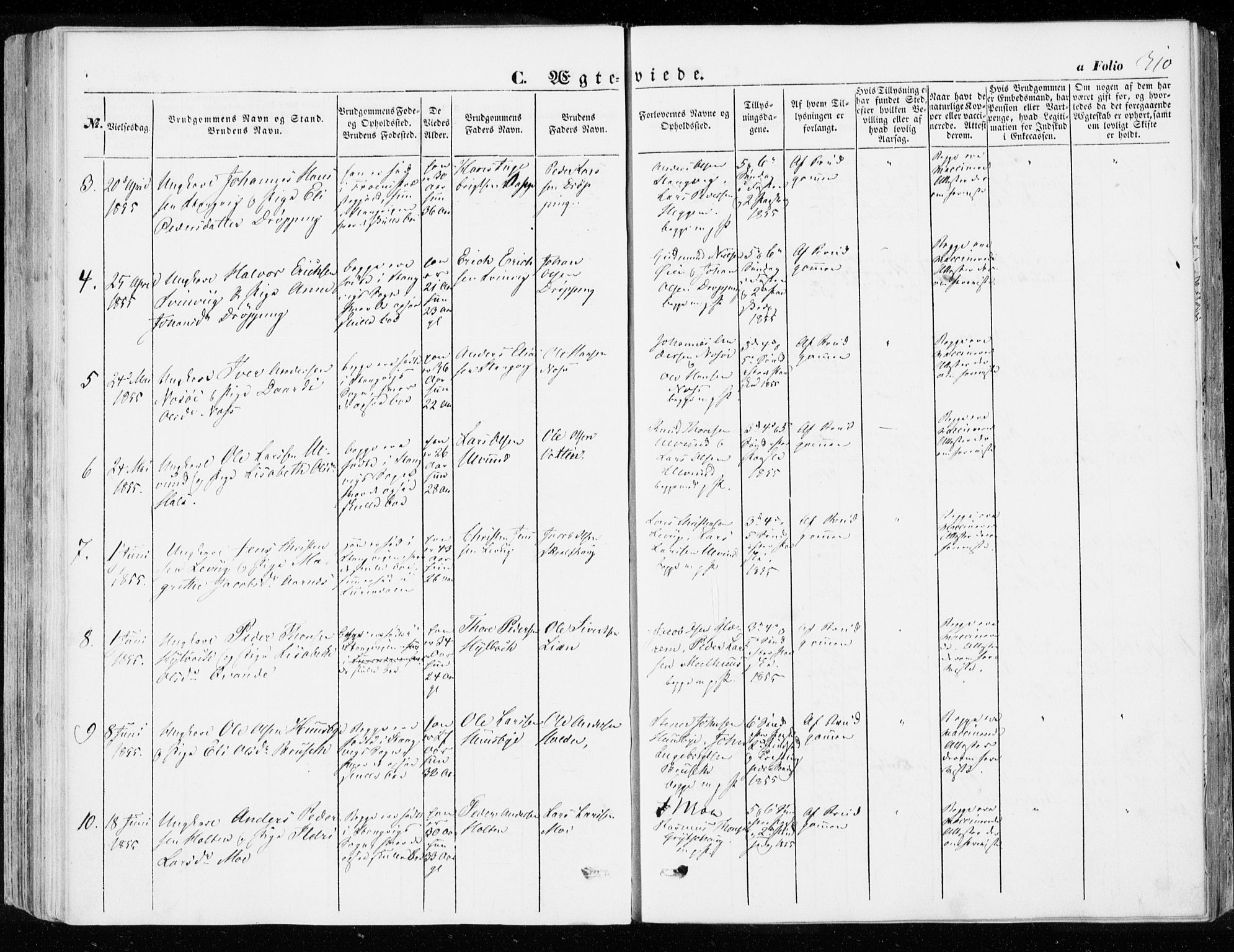 Ministerialprotokoller, klokkerbøker og fødselsregistre - Møre og Romsdal, AV/SAT-A-1454/592/L1026: Parish register (official) no. 592A04, 1849-1867, p. 310