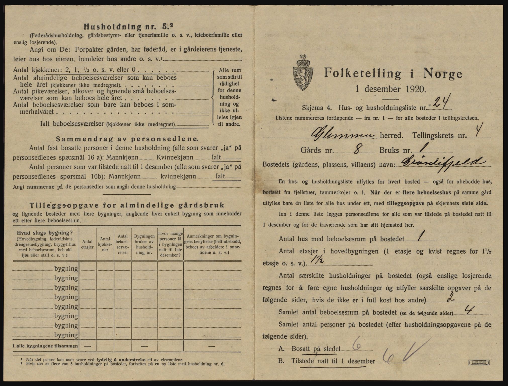 SAO, 1920 census for Glemmen, 1920, p. 1505