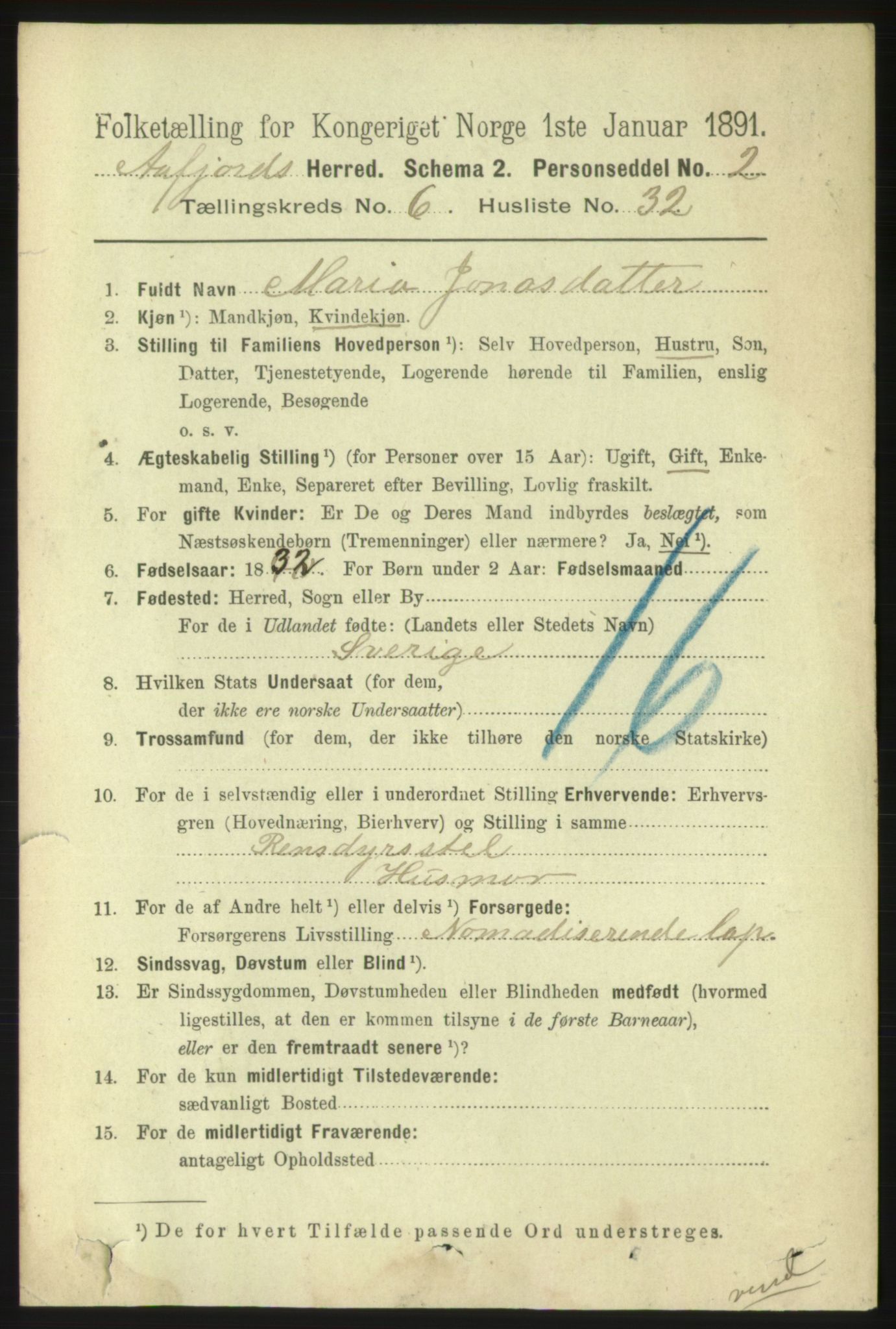 RA, 1891 census for 1630 Åfjord, 1891, p. 1669