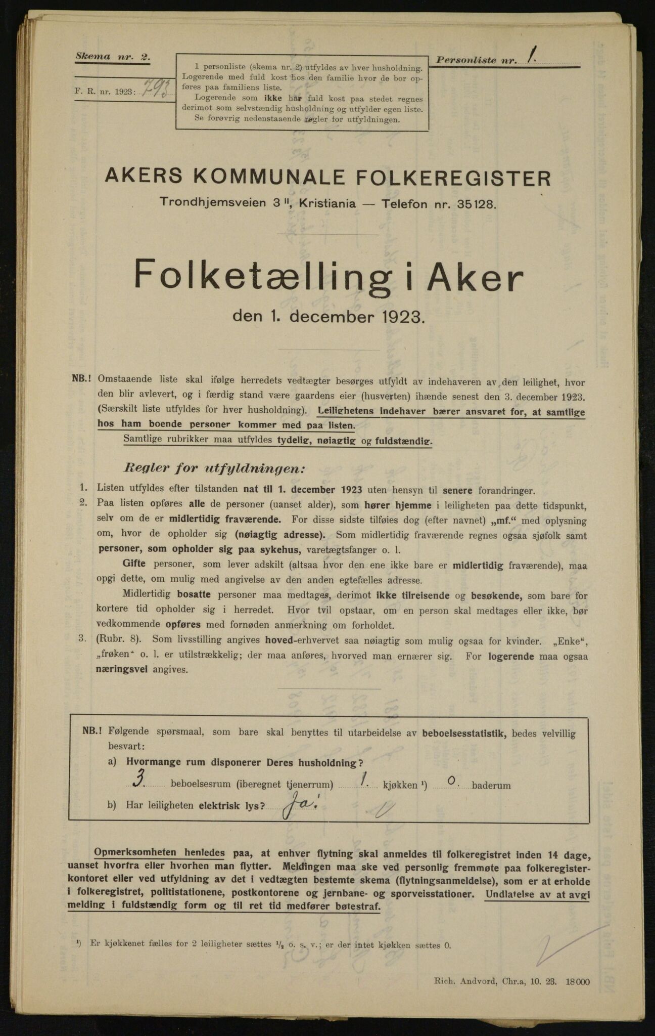 , Municipal Census 1923 for Aker, 1923, p. 12242