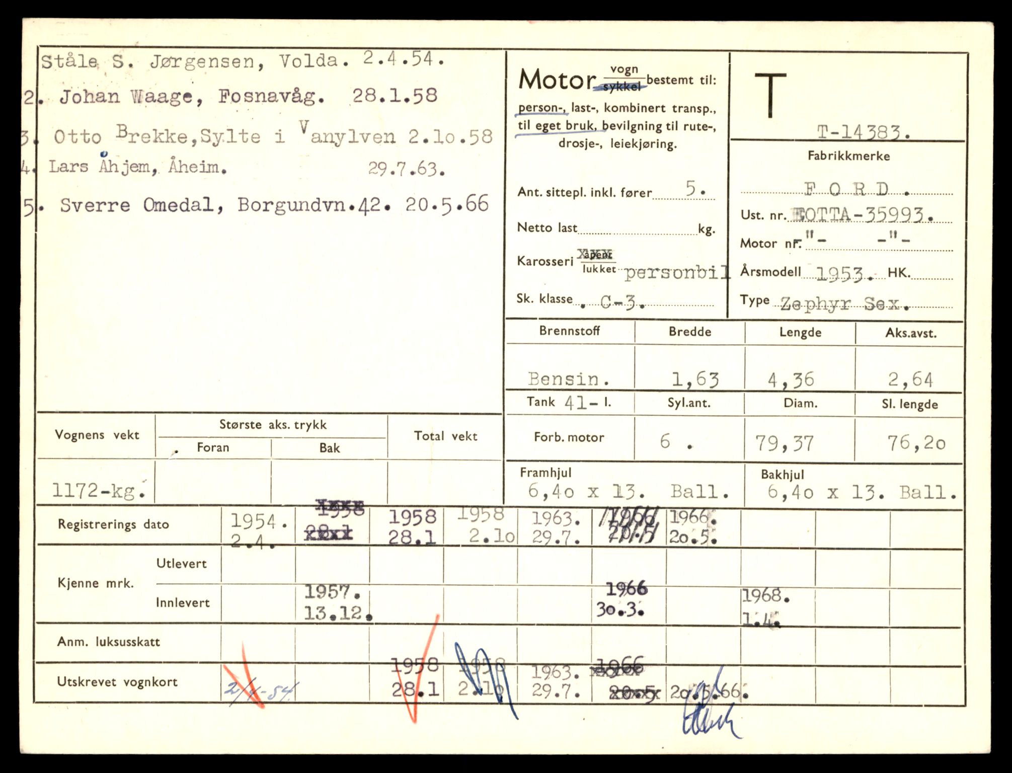 Møre og Romsdal vegkontor - Ålesund trafikkstasjon, AV/SAT-A-4099/F/Fe/L0045: Registreringskort for kjøretøy T 14320 - T 14444, 1927-1998, p. 1629