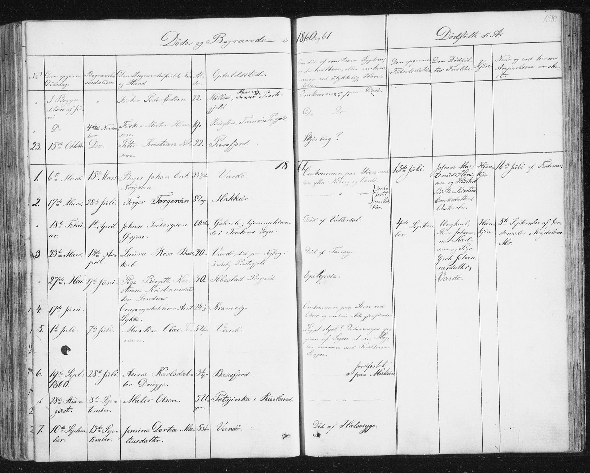Vardø sokneprestkontor, SATØ/S-1332/H/Ha/L0003kirke: Parish register (official) no. 3, 1843-1861, p. 158