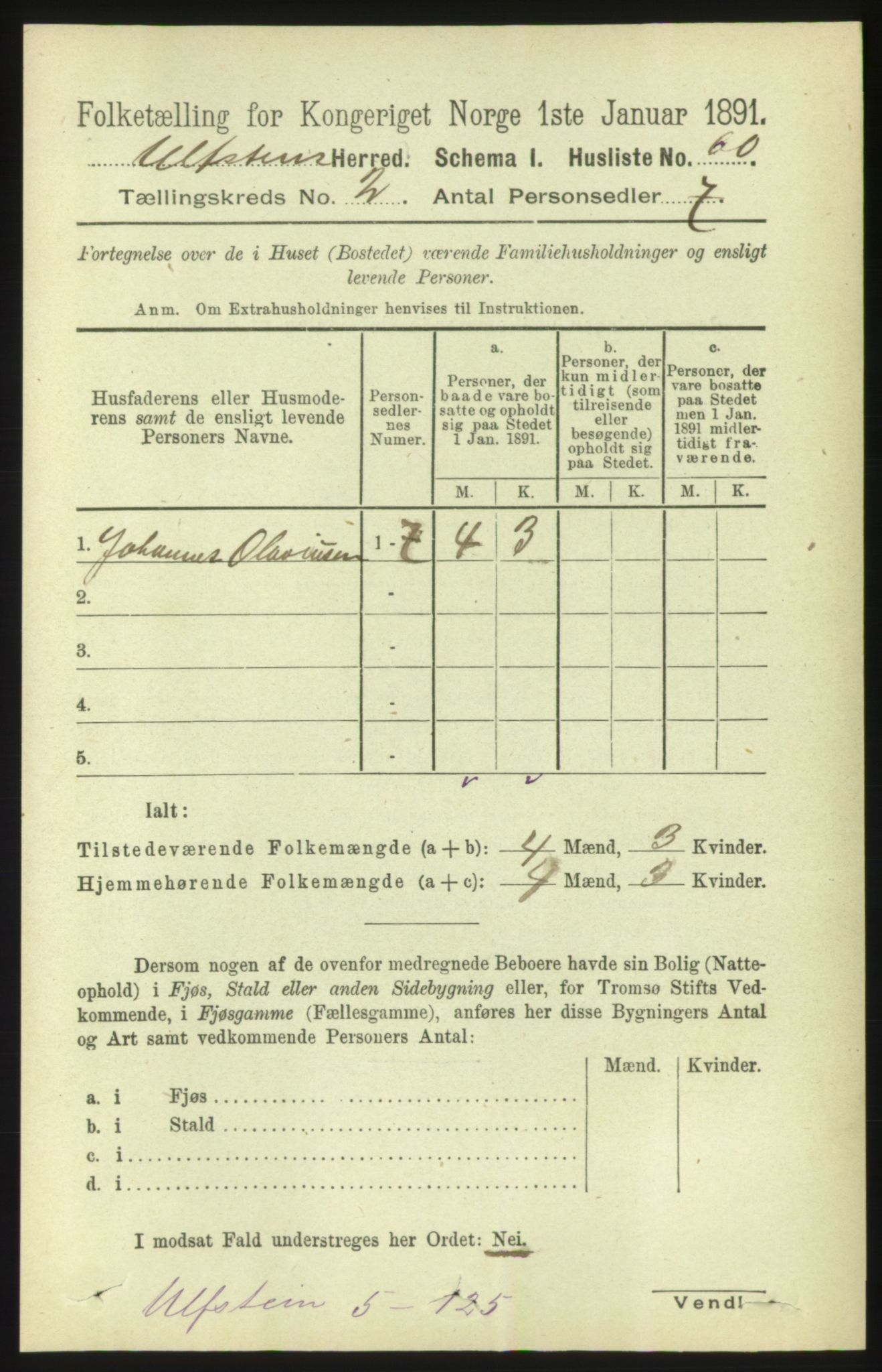 RA, 1891 census for 1516 Ulstein, 1891, p. 314