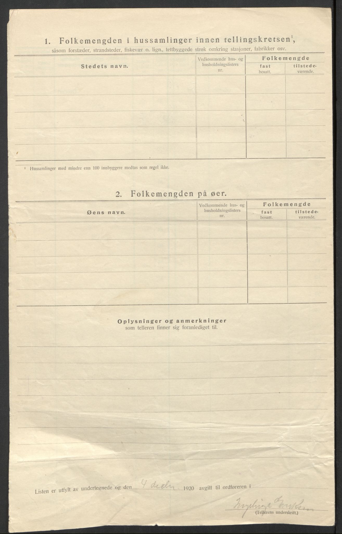 SAT, 1920 census for Hustad, 1920, p. 20