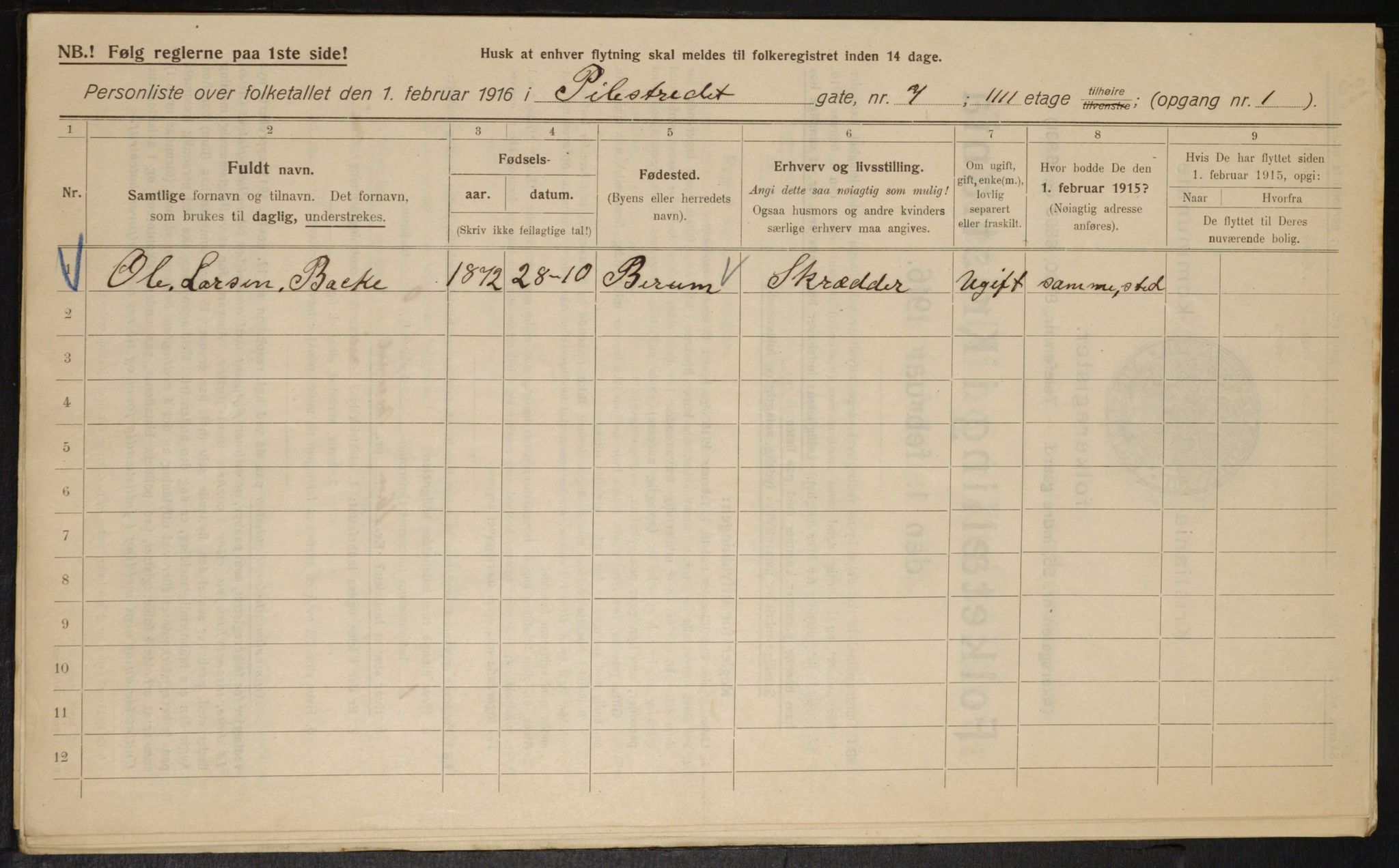 OBA, Municipal Census 1916 for Kristiania, 1916, p. 80754