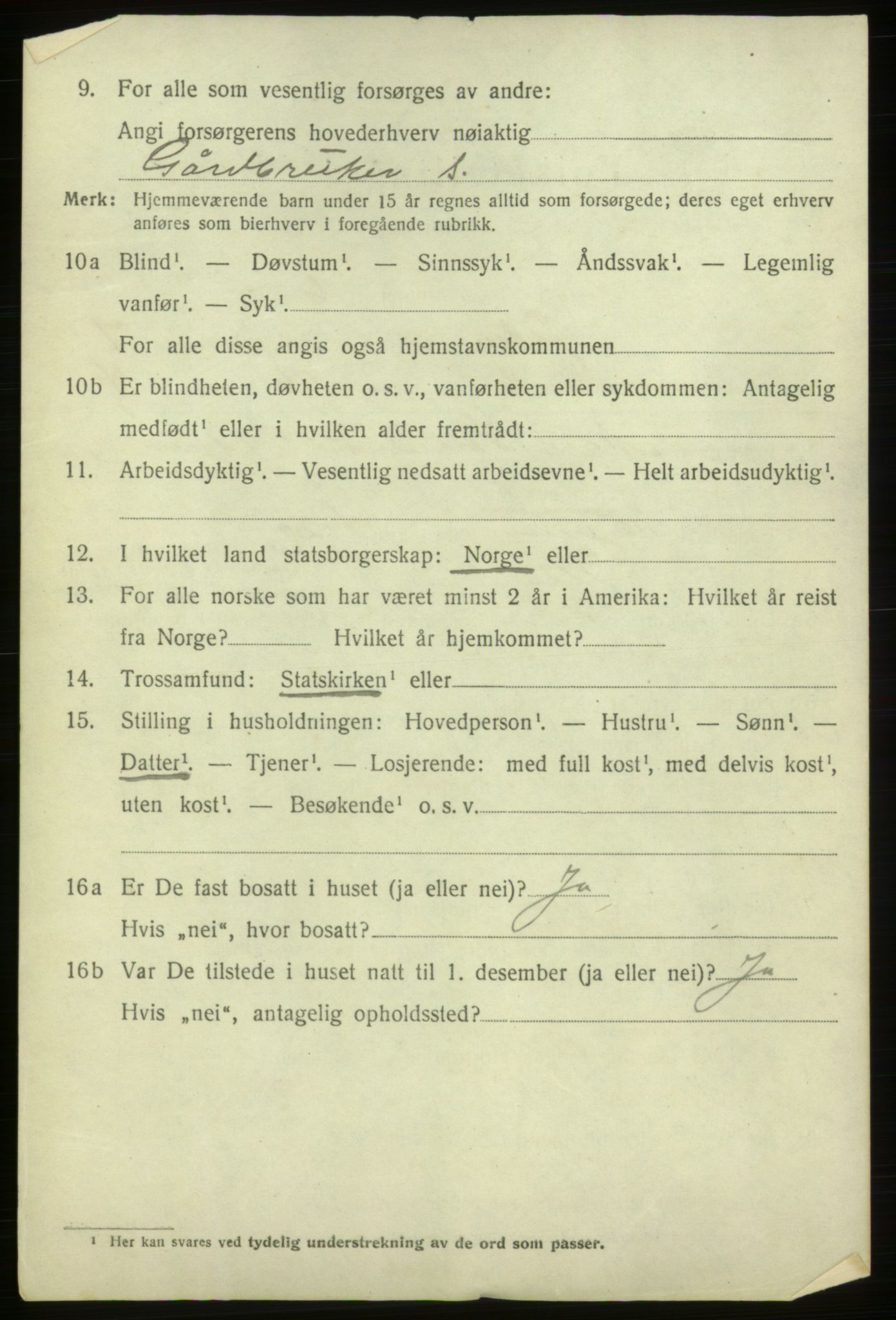 SAB, 1920 census for Ølen, 1920, p. 3392