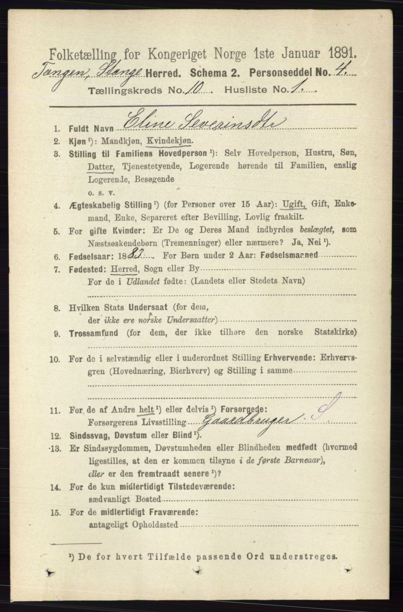 RA, 1891 census for 0417 Stange, 1891, p. 6803