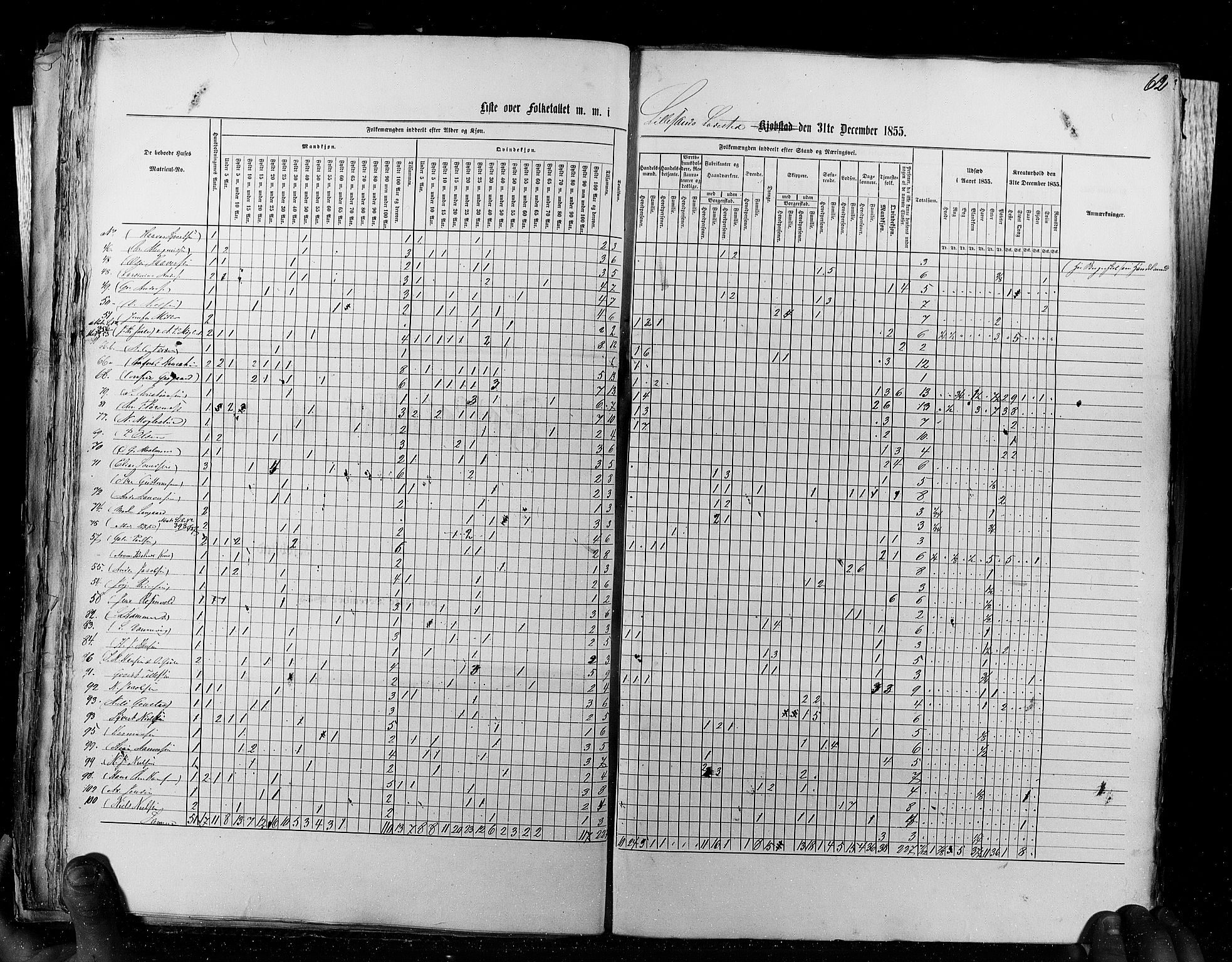 RA, Census 1855, vol. 8: Risør-Vadsø, 1855, p. 62