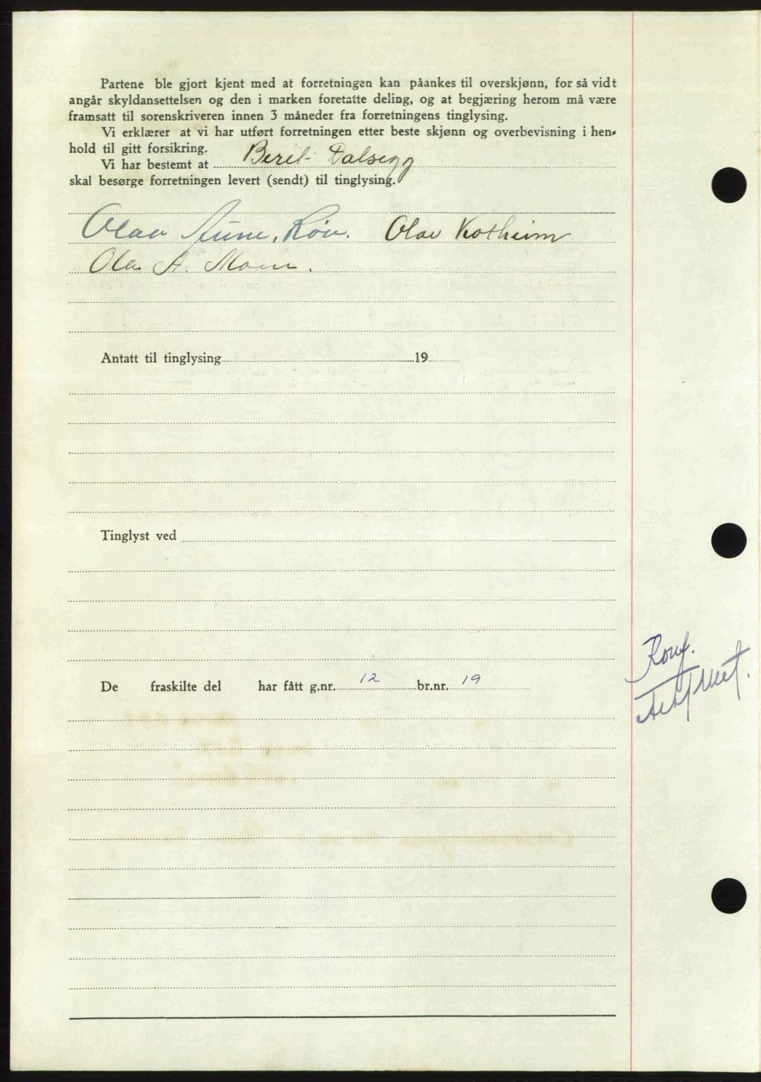 Nordmøre sorenskriveri, AV/SAT-A-4132/1/2/2Ca: Mortgage book no. A114, 1950-1950, Diary no: : 1019/1950