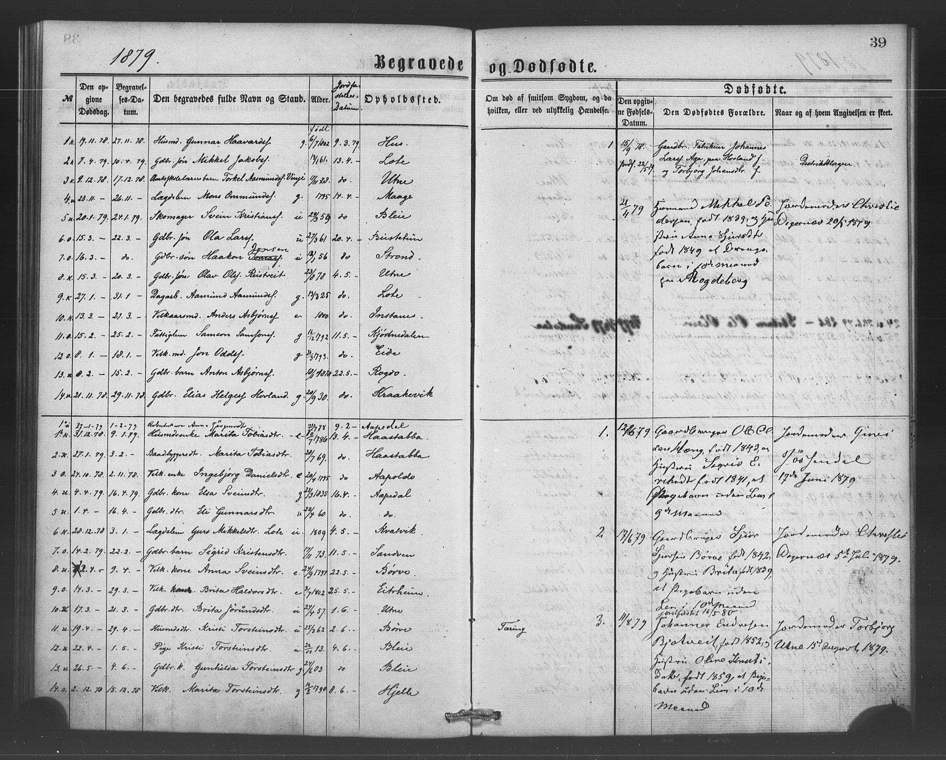 Ullensvang sokneprestembete, SAB/A-78701/H/Haa: Parish register (official) no. A 15, 1867-1882, p. 39