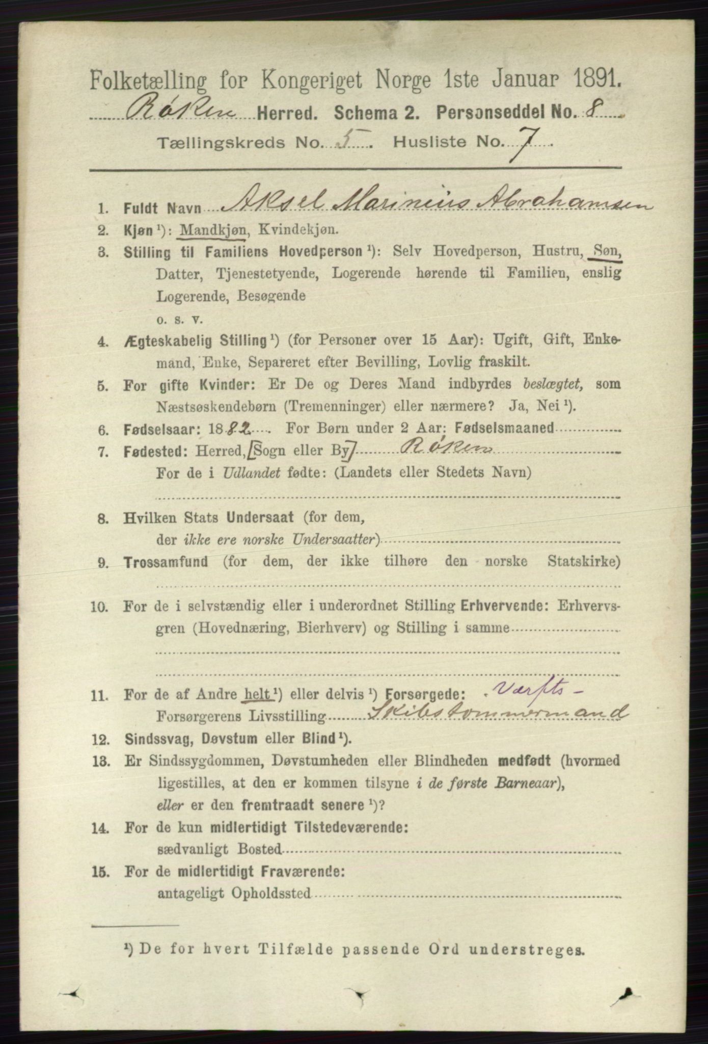 RA, 1891 census for 0627 Røyken, 1891, p. 2918