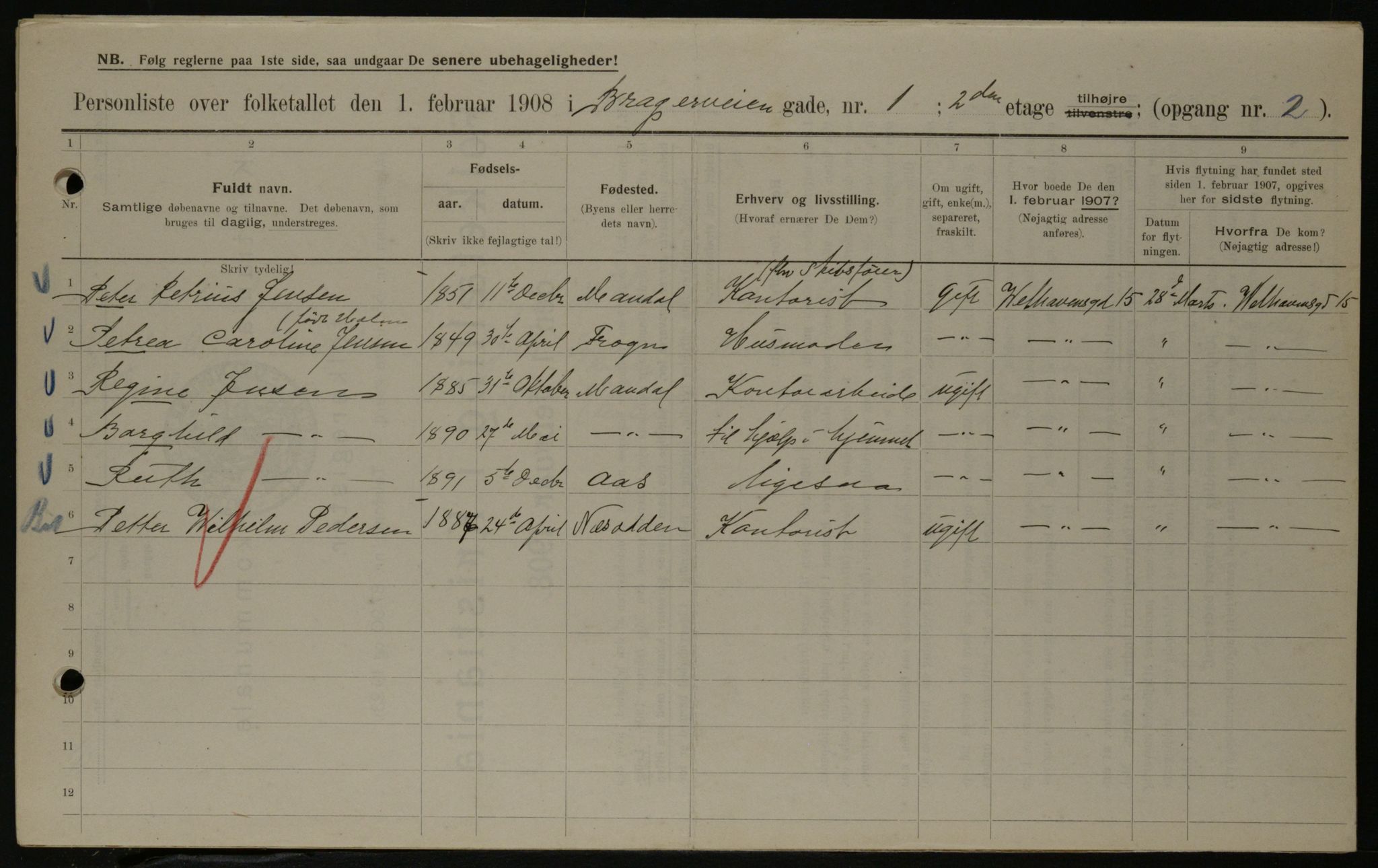 OBA, Municipal Census 1908 for Kristiania, 1908, p. 7807