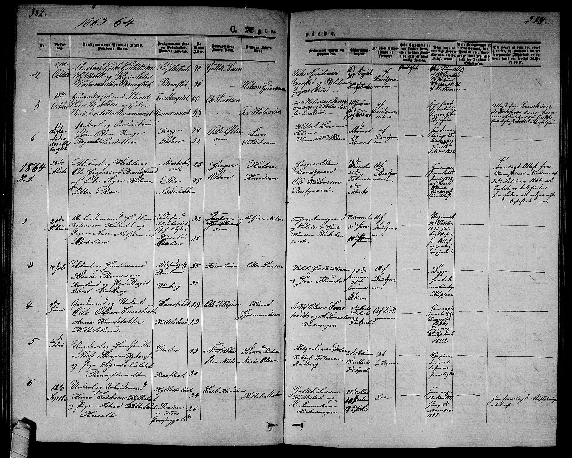 Nore kirkebøker, SAKO/A-238/G/Gb/L0001: Parish register (copy) no. II 1, 1862-1877, p. 382-383