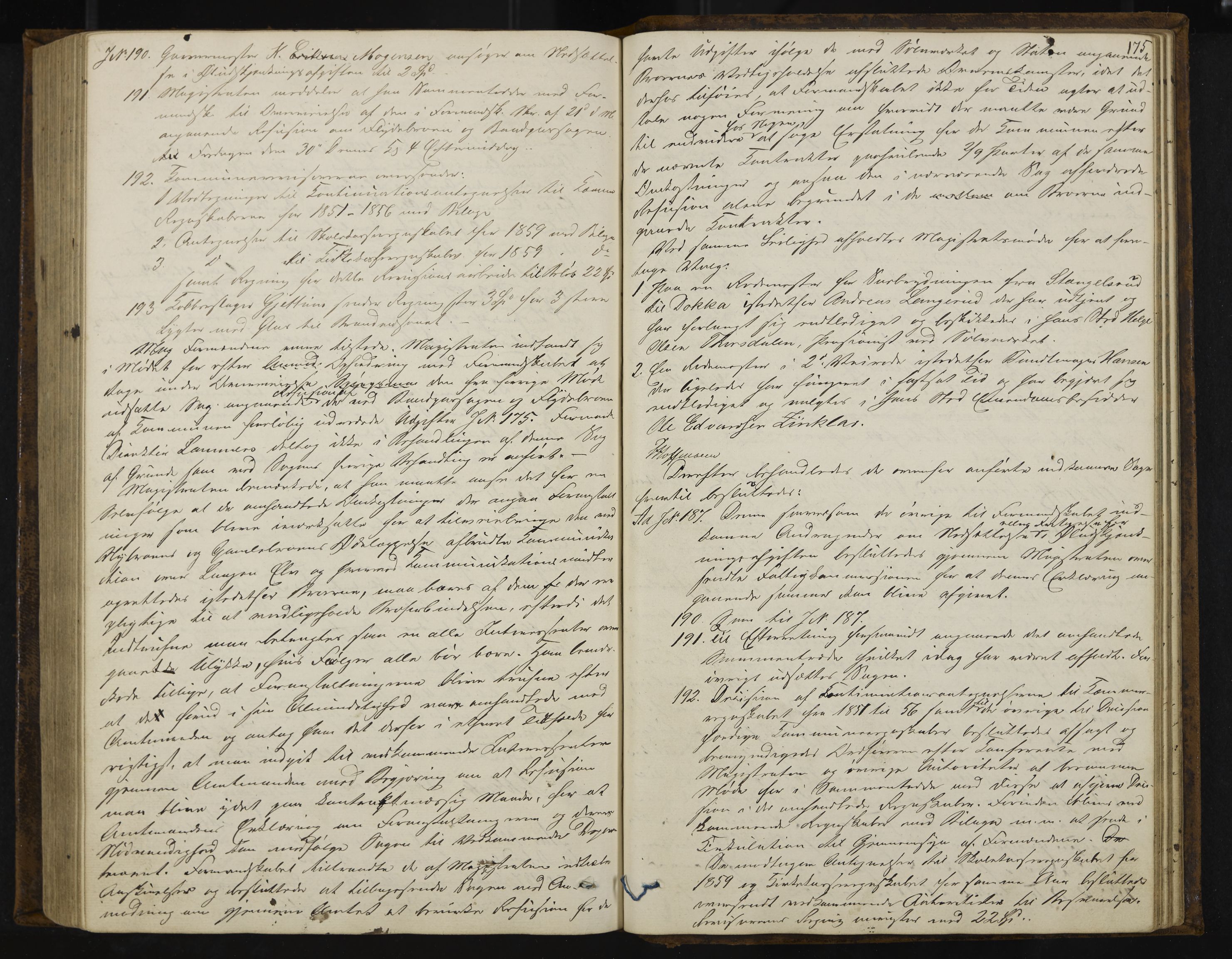 Kongsberg formannskap og sentraladministrasjon, IKAK/0604021-1/A/L0003: Møtebok med register, 1856-1861, p. 175