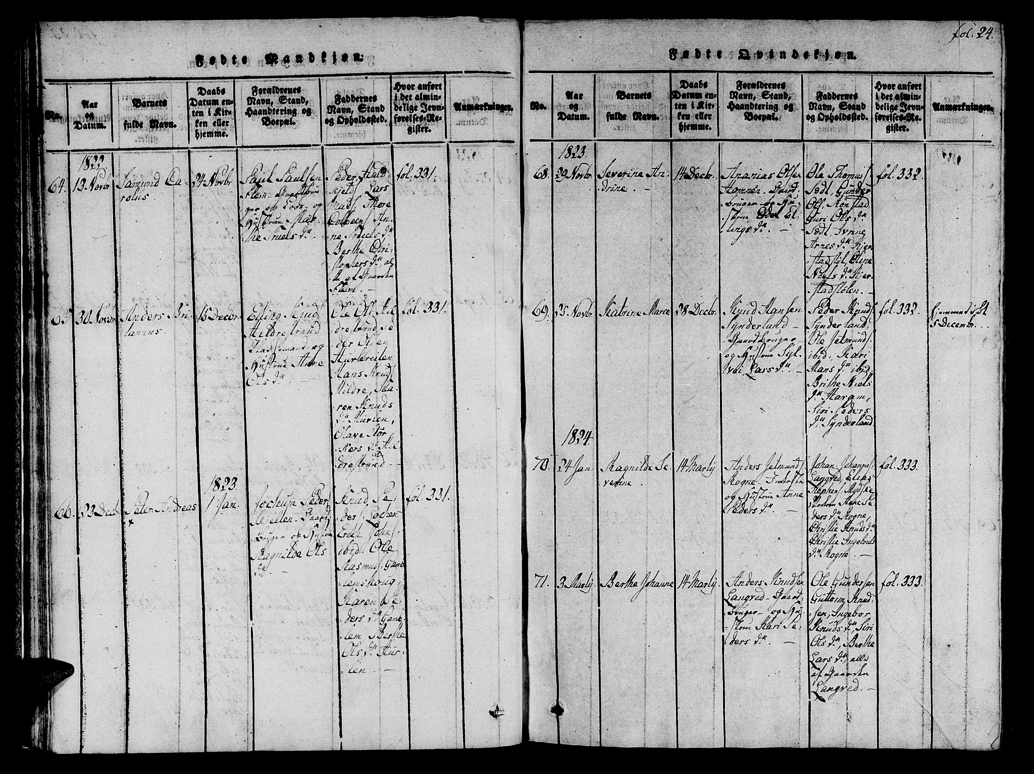 Ministerialprotokoller, klokkerbøker og fødselsregistre - Møre og Romsdal, AV/SAT-A-1454/536/L0495: Parish register (official) no. 536A04, 1818-1847, p. 24