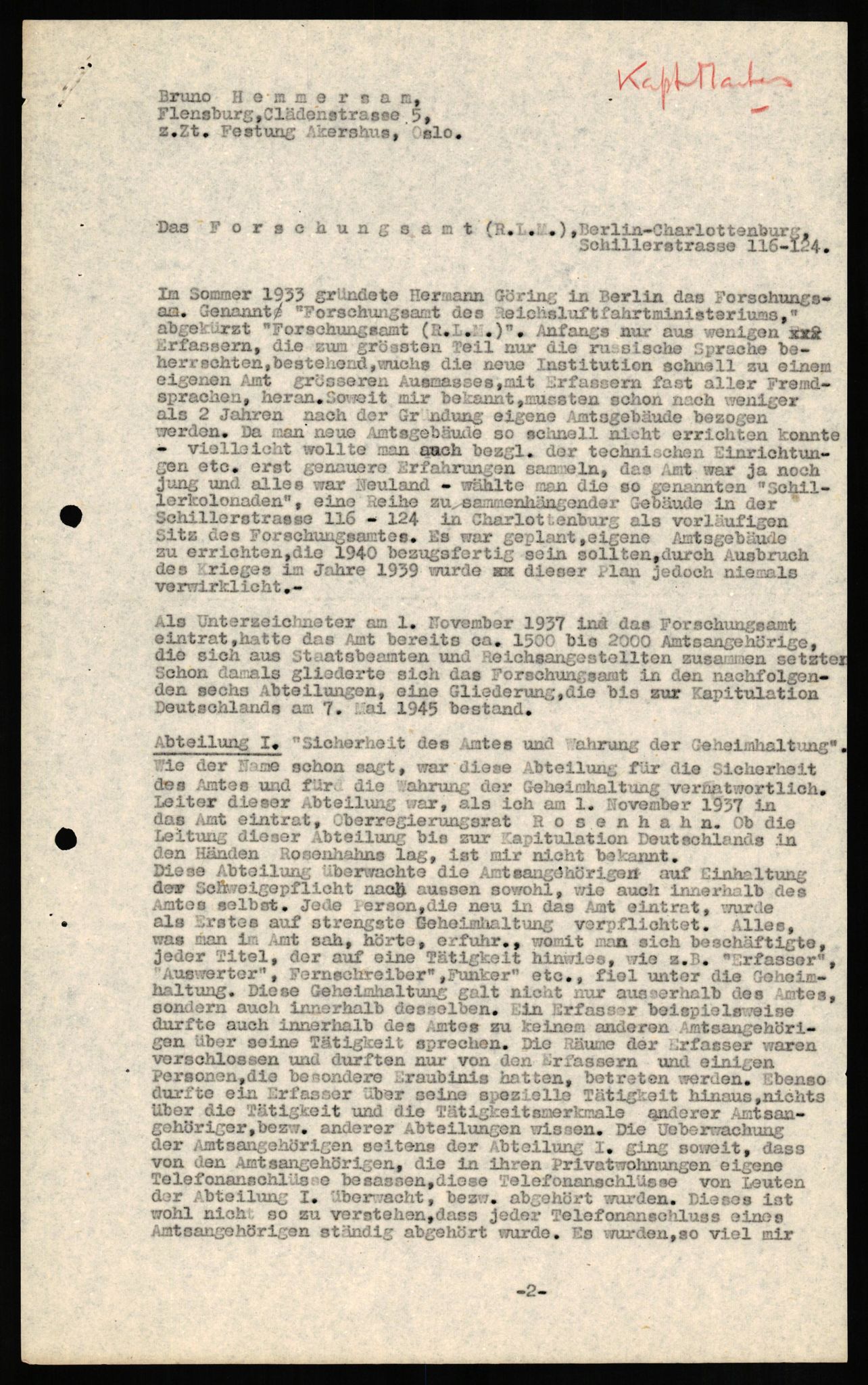 Forsvaret, Forsvarets overkommando II, AV/RA-RAFA-3915/D/Db/L0012: CI Questionaires. Tyske okkupasjonsstyrker i Norge. Tyskere., 1945-1946, p. 416