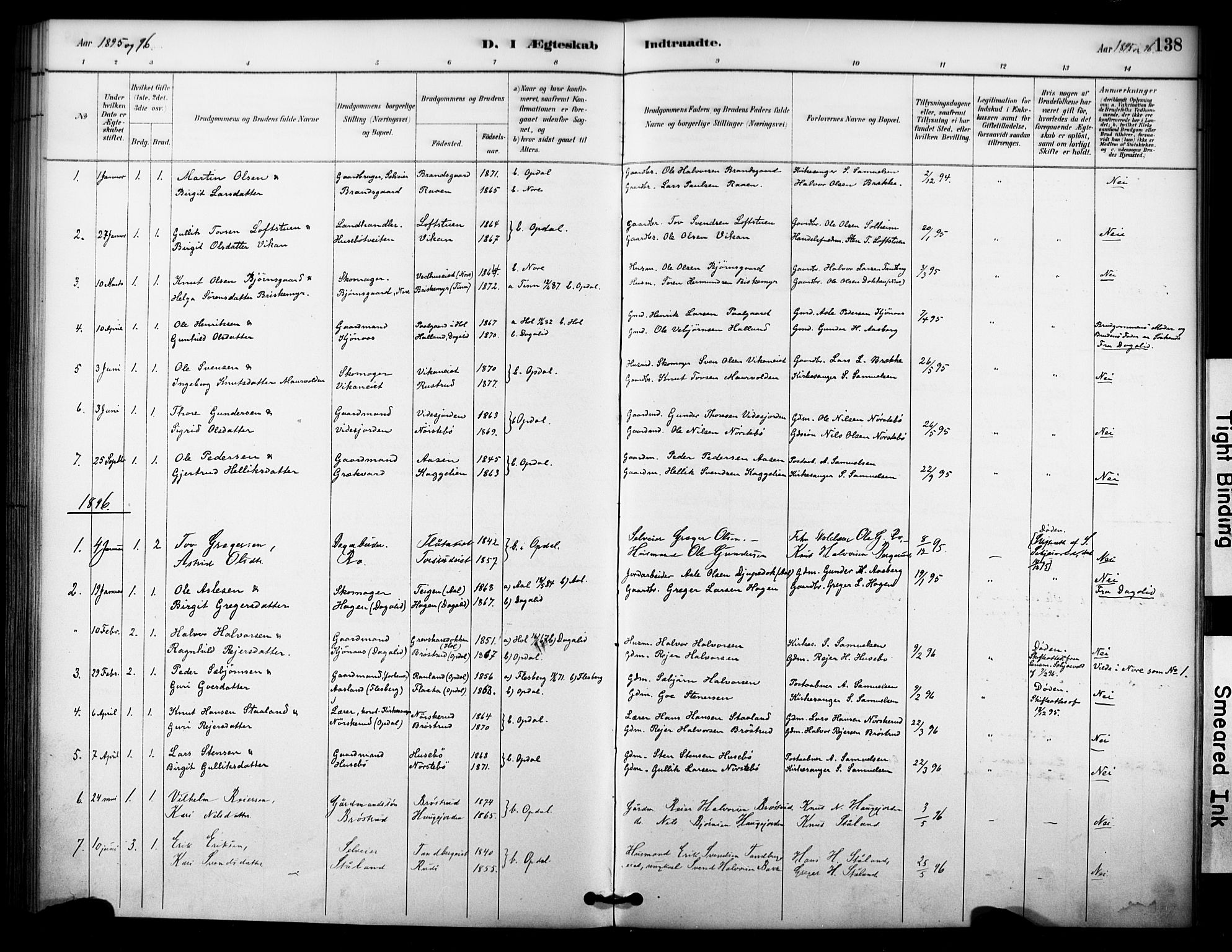 Nore kirkebøker, SAKO/A-238/F/Fc/L0004: Parish register (official) no. III 4, 1885-1898, p. 138