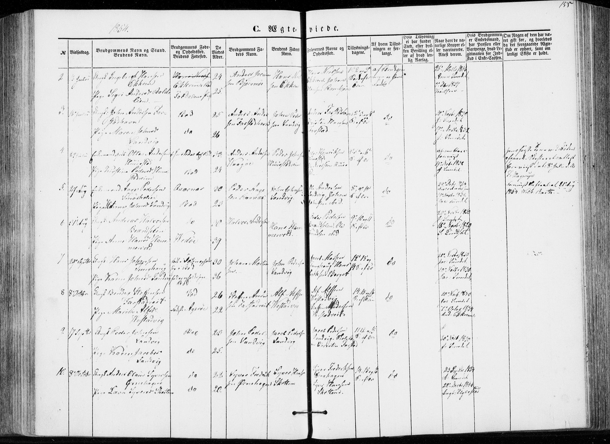 Ministerialprotokoller, klokkerbøker og fødselsregistre - Møre og Romsdal, AV/SAT-A-1454/566/L0767: Parish register (official) no. 566A06, 1852-1868, p. 155