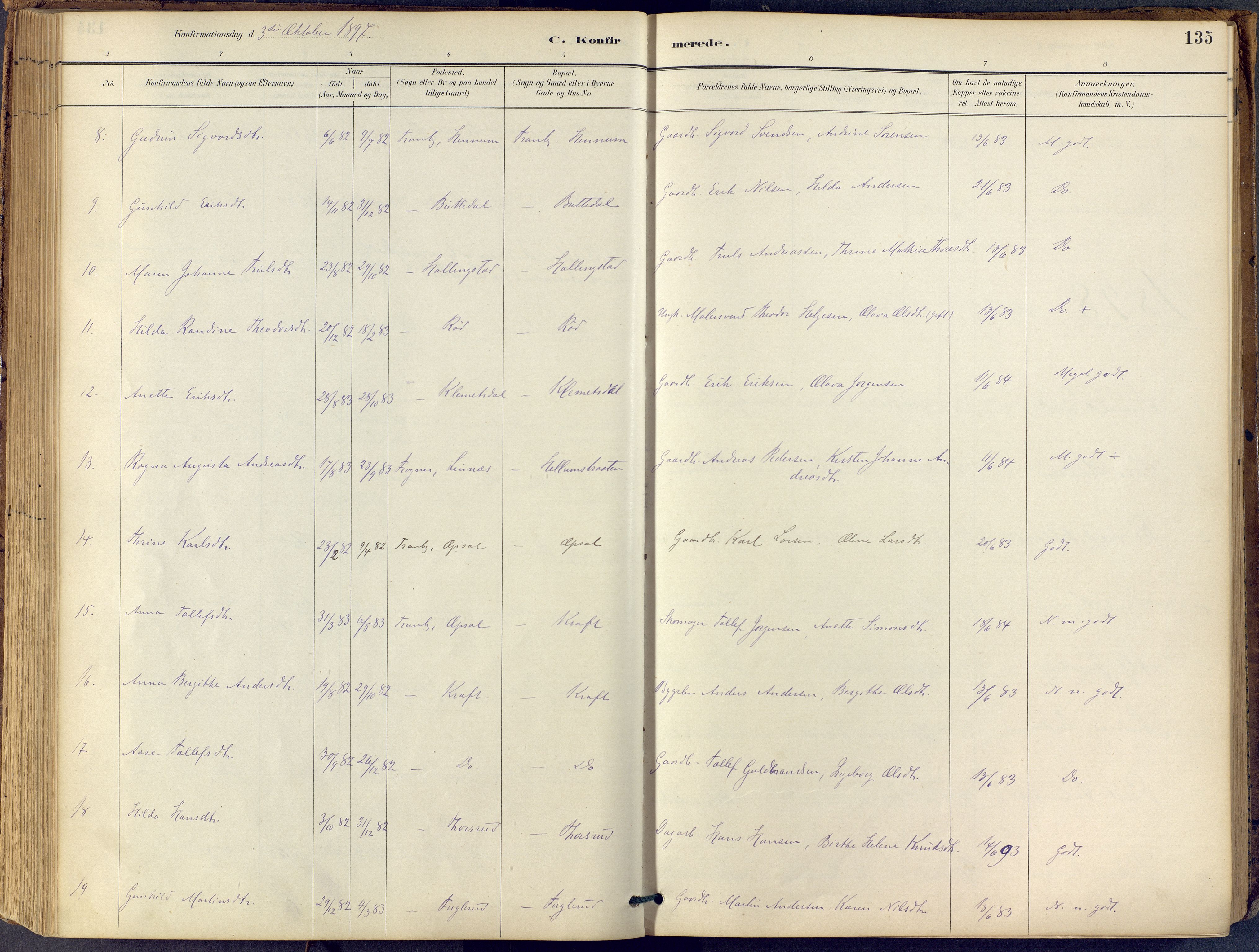 Lier kirkebøker, SAKO/A-230/F/Fb/L0001: Parish register (official) no. II 1, 1883-1910, p. 135