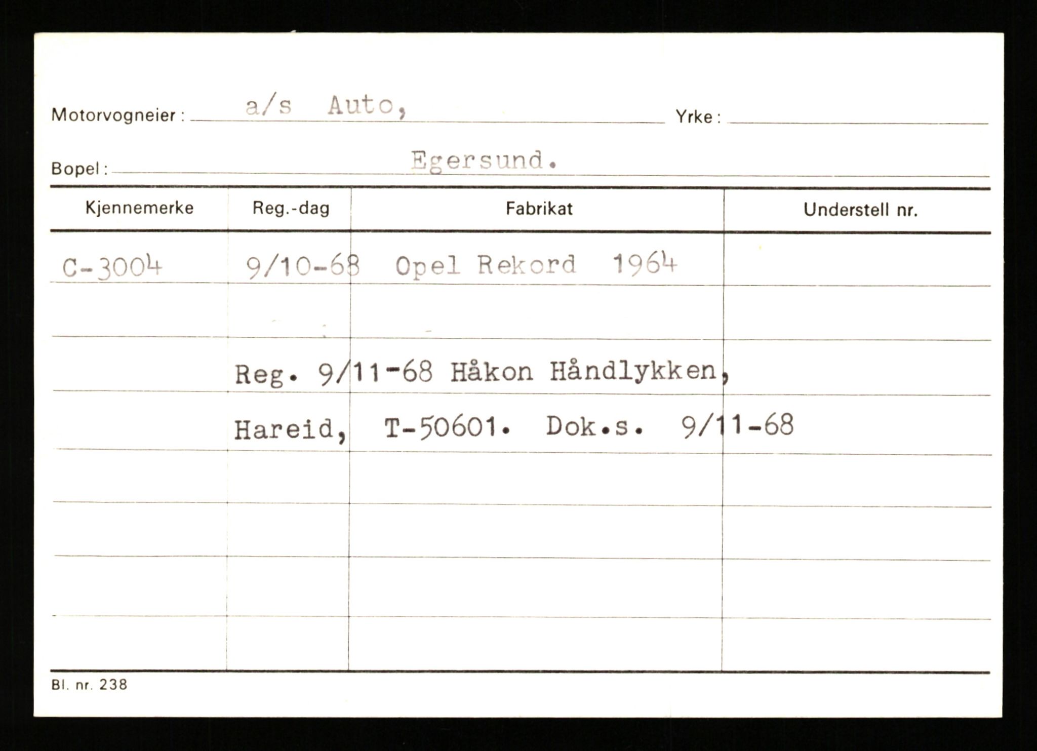 Stavanger trafikkstasjon, SAST/A-101942/0/G/L0001: Registreringsnummer: 0 - 5782, 1930-1971, p. 1981