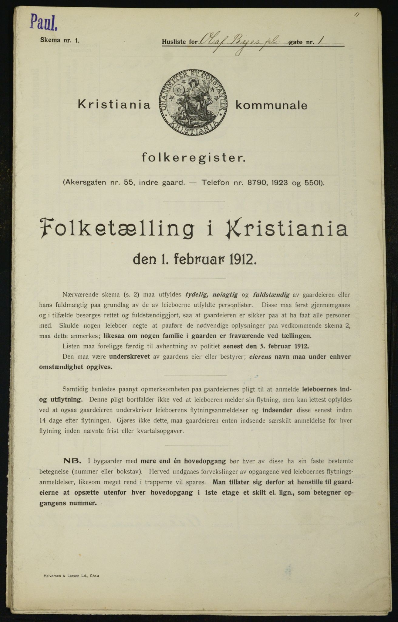 OBA, Municipal Census 1912 for Kristiania, 1912, p. 75630