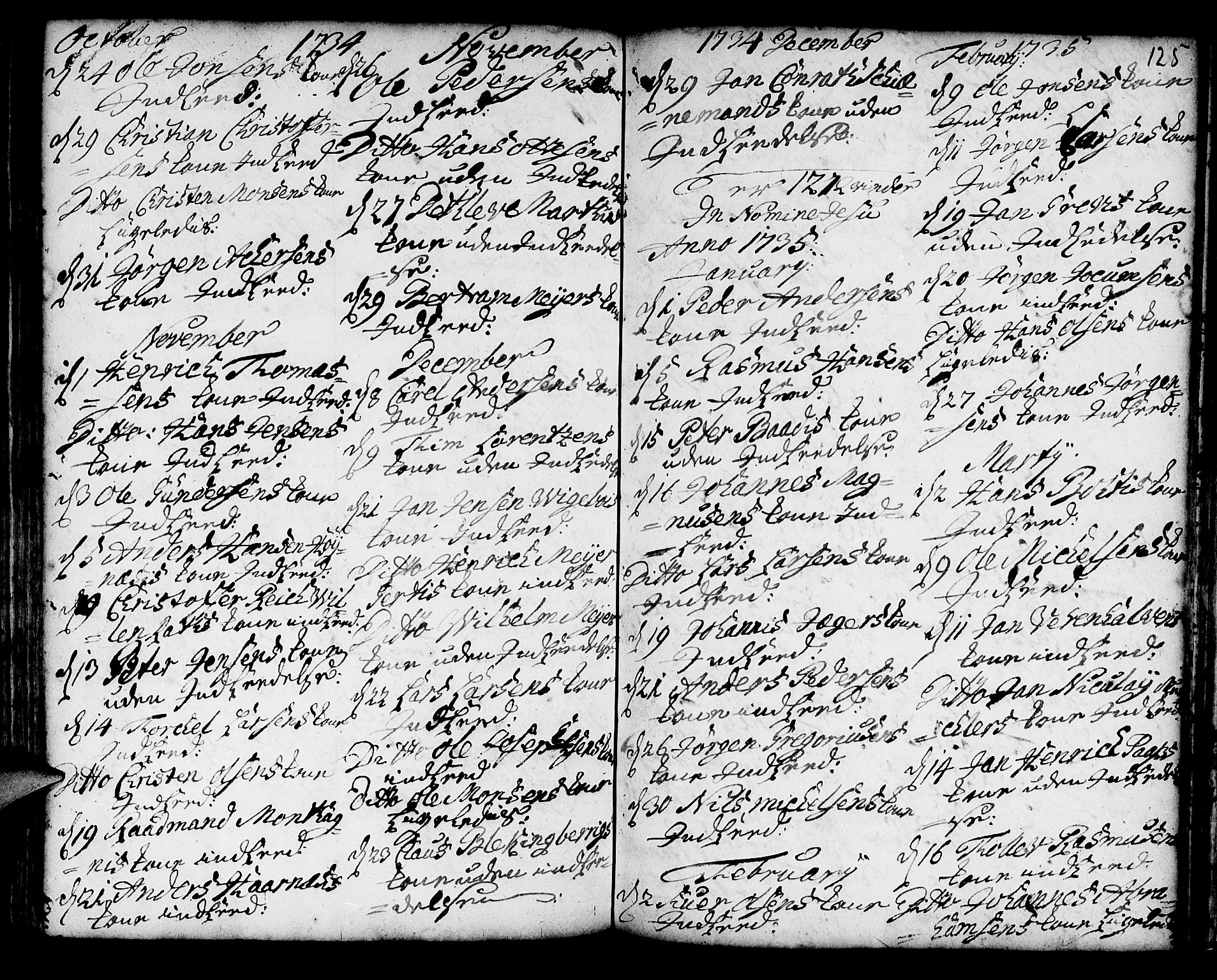 Korskirken sokneprestembete, SAB/A-76101/H/Haa/L0008: Parish register (official) no. A 8, 1698-1747, p. 125