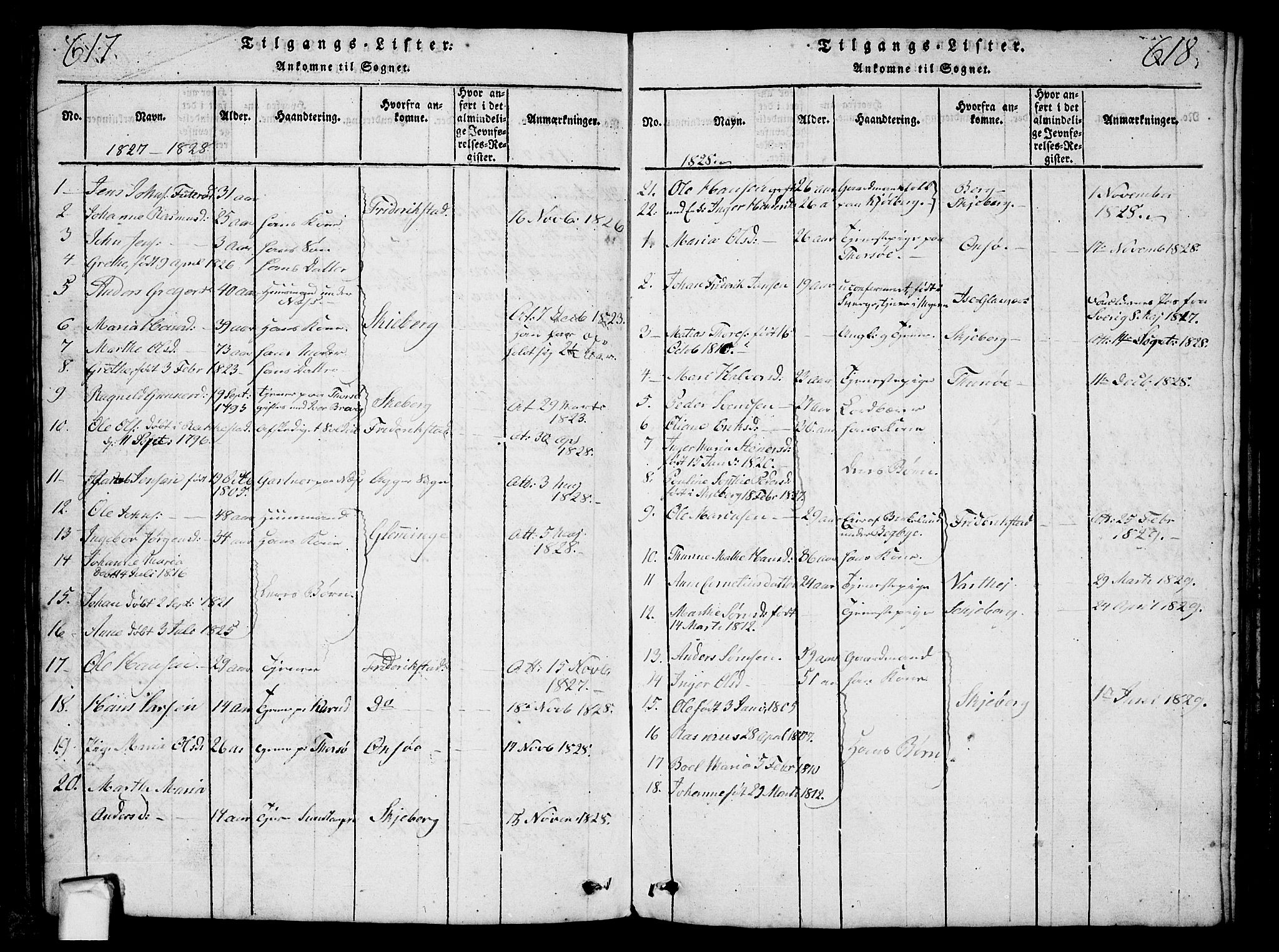 Borge prestekontor Kirkebøker, AV/SAO-A-10903/G/Ga/L0001: Parish register (copy) no.  I 1, 1815-1835, p. 617-618