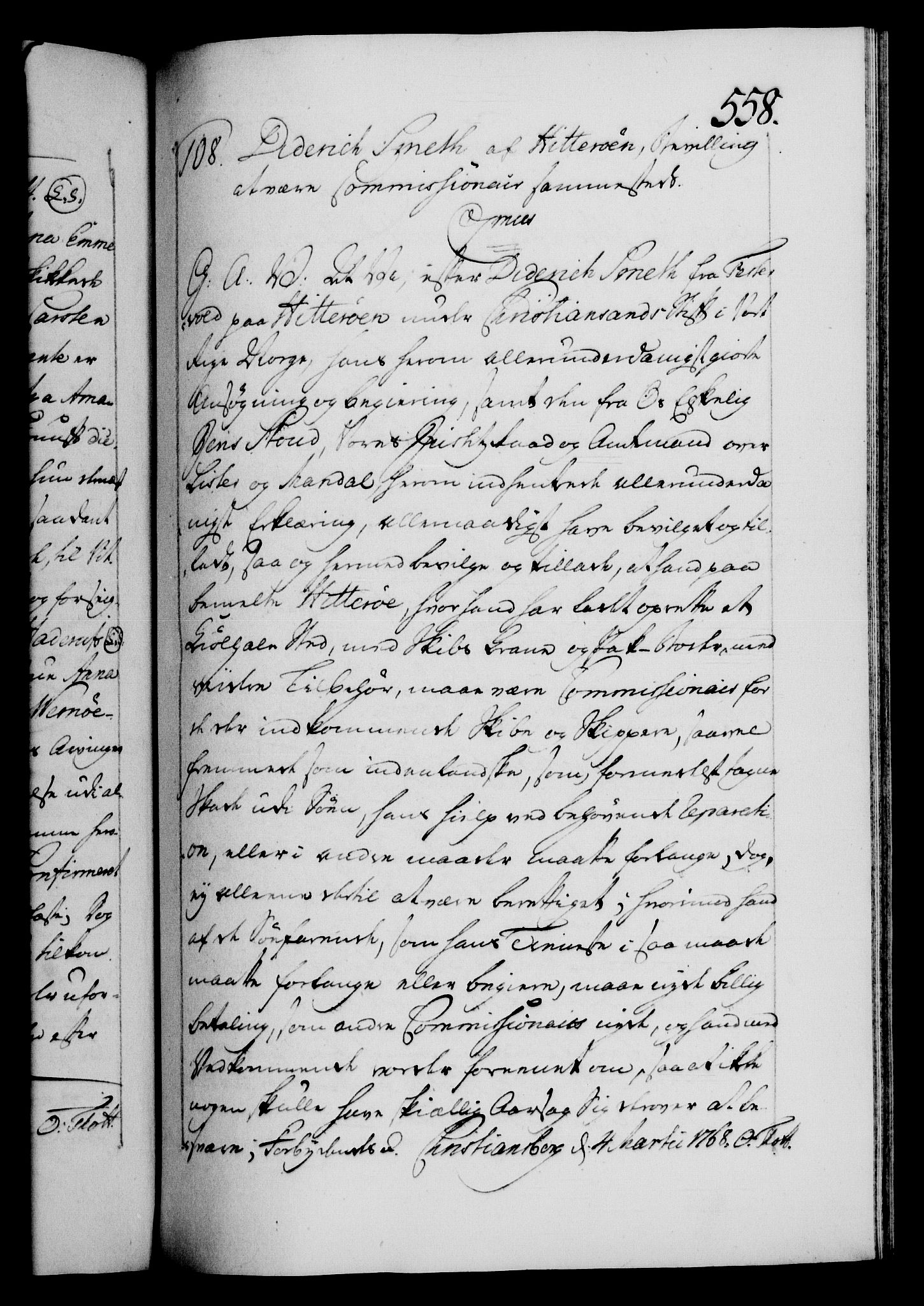 Danske Kanselli 1572-1799, AV/RA-EA-3023/F/Fc/Fca/Fcaa/L0043: Norske registre, 1766-1768, p. 558a