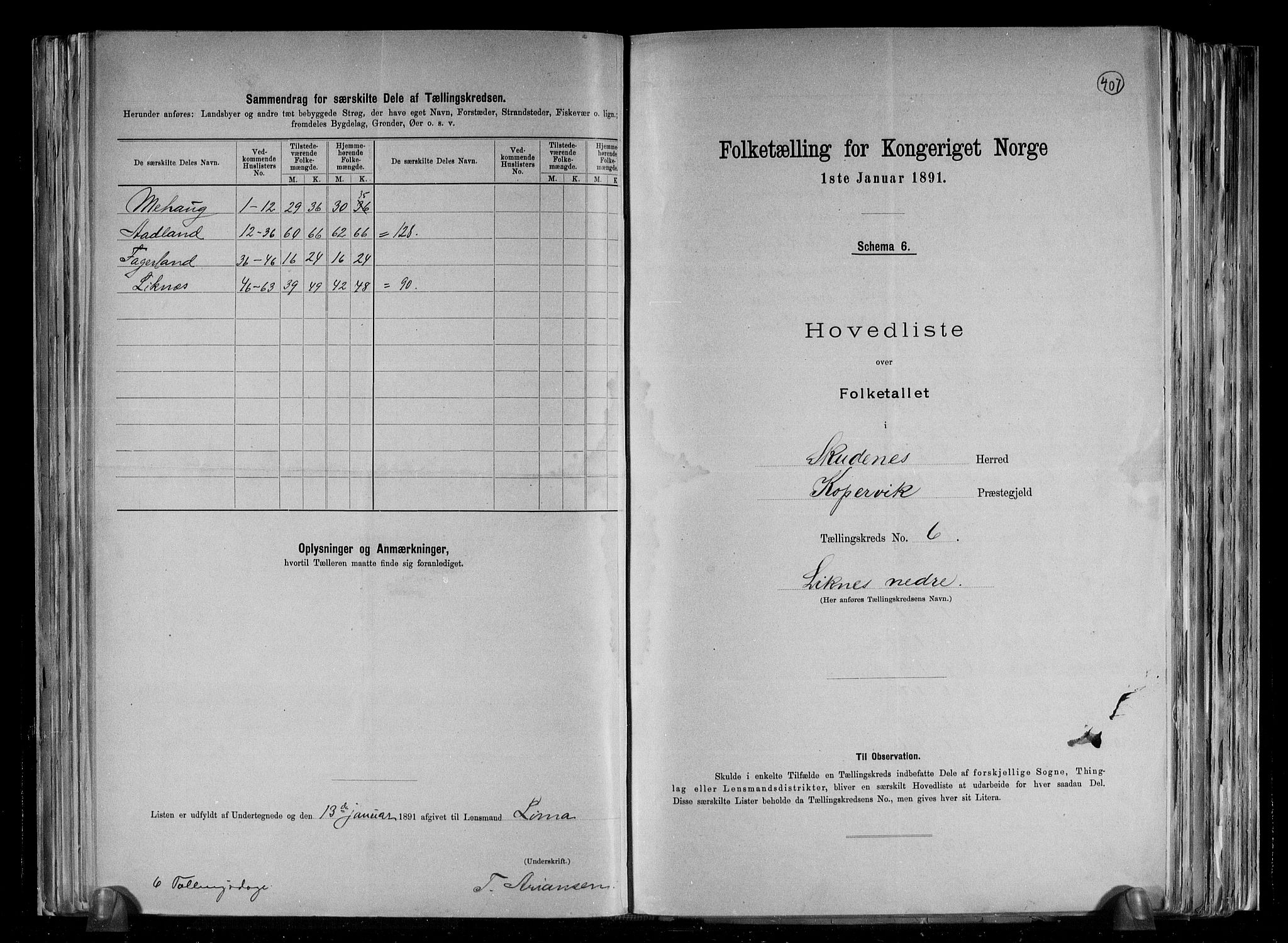 RA, 1891 census for 1150 Skudenes, 1891, p. 21