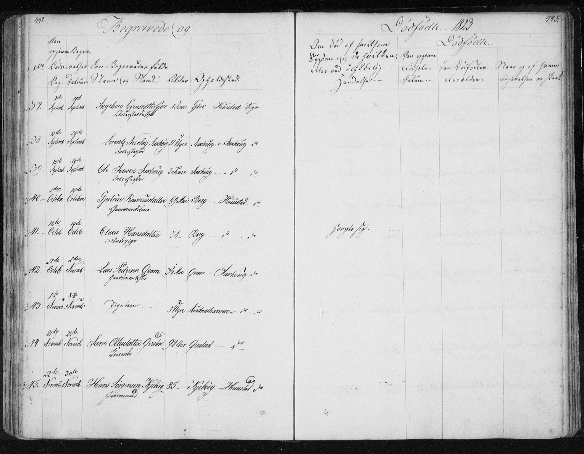 Ministerialprotokoller, klokkerbøker og fødselsregistre - Nord-Trøndelag, SAT/A-1458/730/L0276: Parish register (official) no. 730A05, 1822-1830, p. 442-443