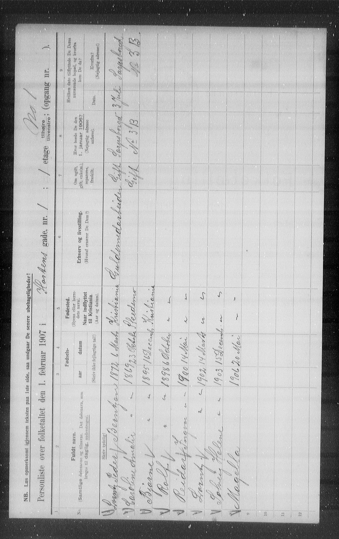 OBA, Municipal Census 1907 for Kristiania, 1907, p. 21246