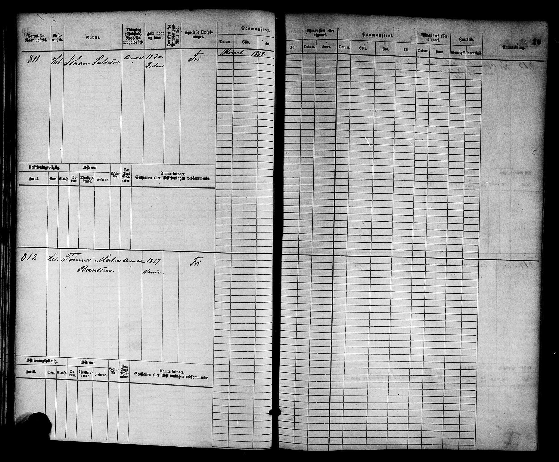 Arendal mønstringskrets, AV/SAK-2031-0012/F/Fb/L0011: Hovedrulle nr 775-1528, S-9, 1868-1885, p. 22