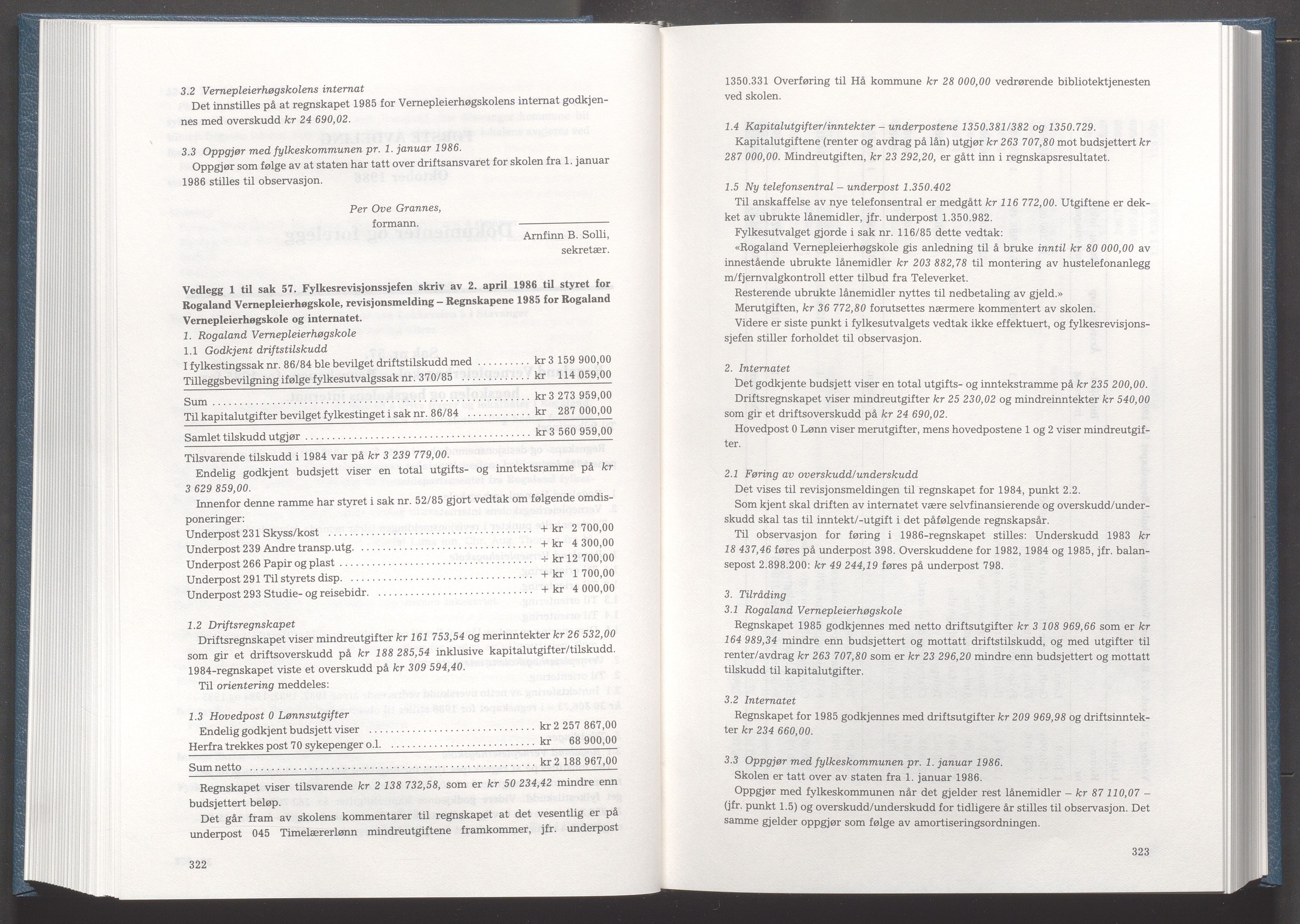 Rogaland fylkeskommune - Fylkesrådmannen , IKAR/A-900/A/Aa/Aaa/L0106: Møtebok , 1986, p. 322-323