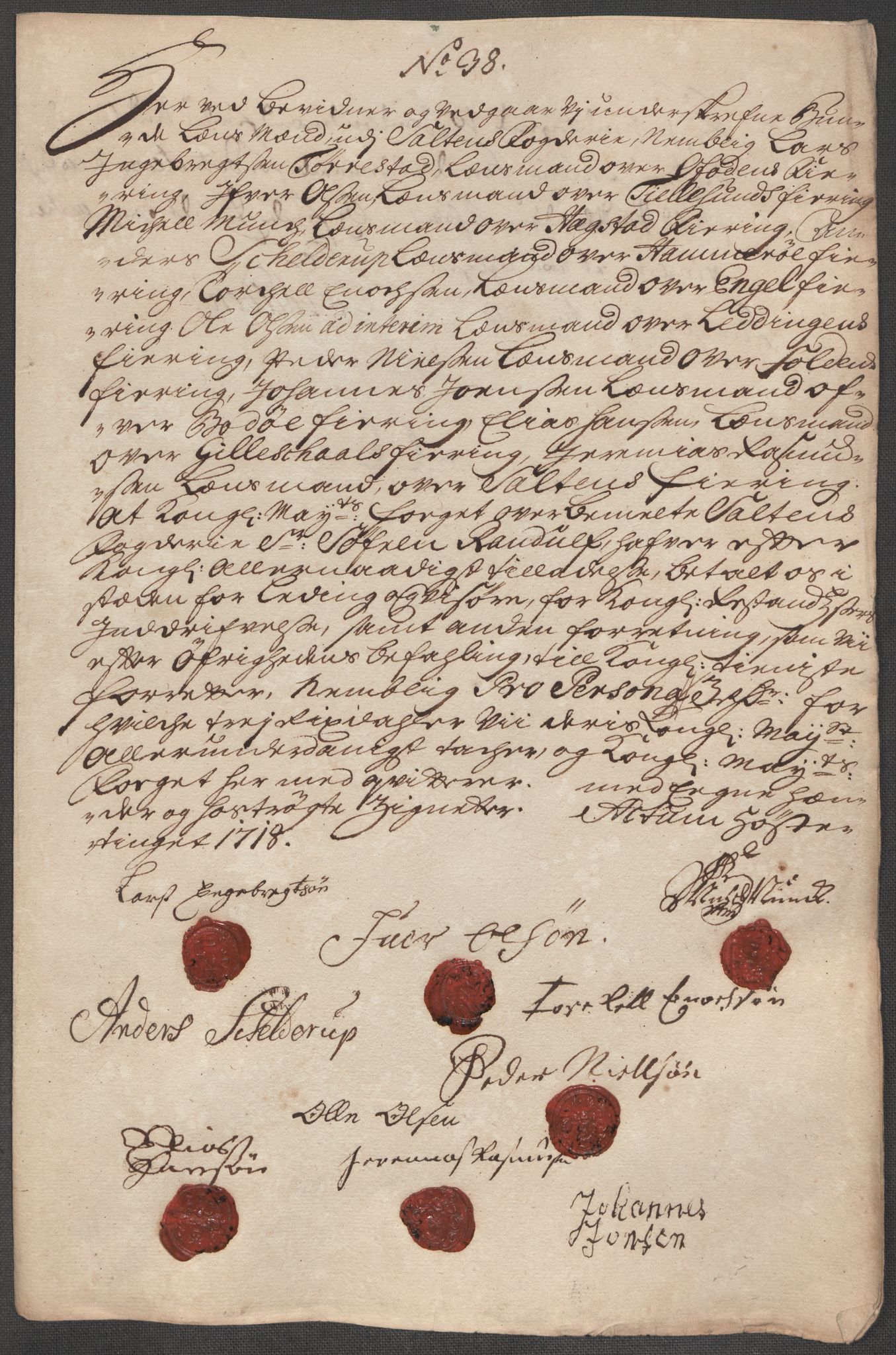 Rentekammeret inntil 1814, Reviderte regnskaper, Fogderegnskap, AV/RA-EA-4092/R66/L4588: Fogderegnskap Salten, 1718, p. 376